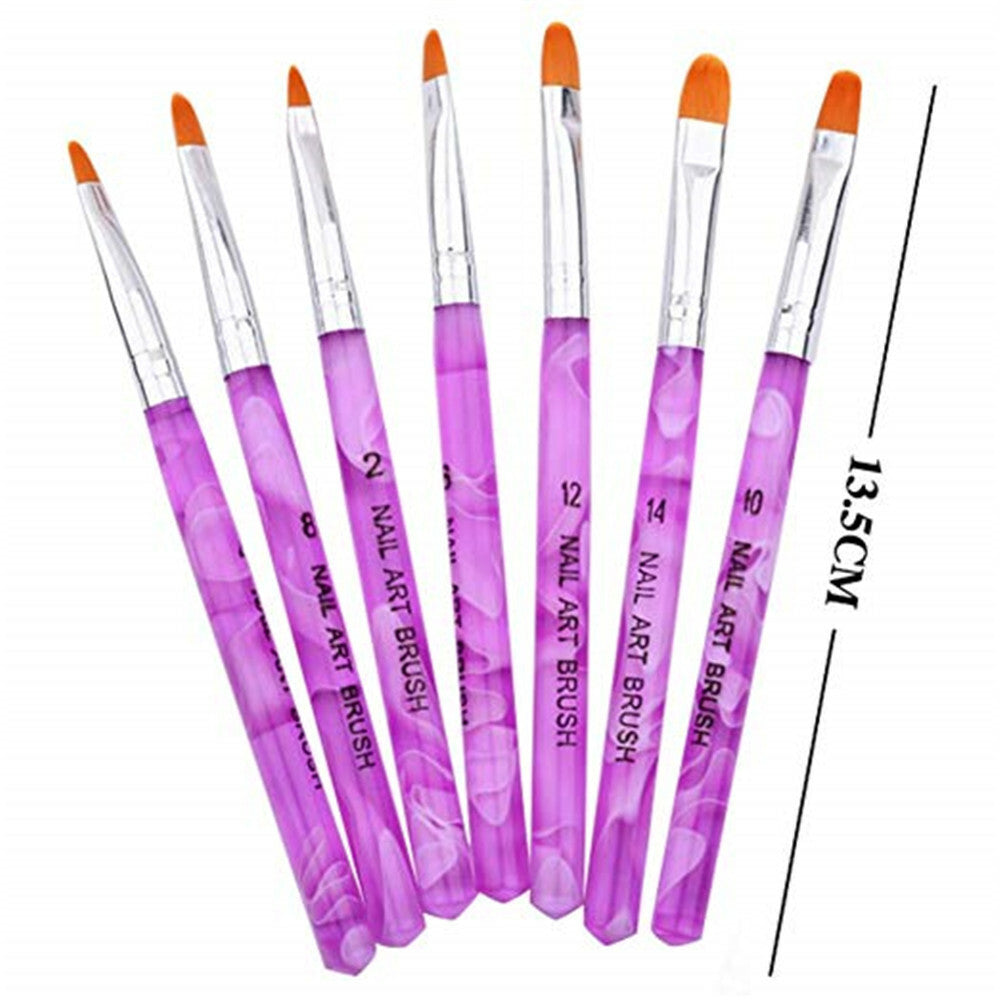 7Pcs Acrylic Nail Art Pen Tips UV Builder Gel Painting Brush Manicure Set Hot US