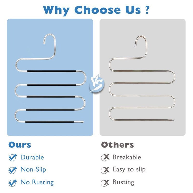 Trousers Hanger 5 Layers S Shape Pants Scarf Hanger Holder Closet Space Saver