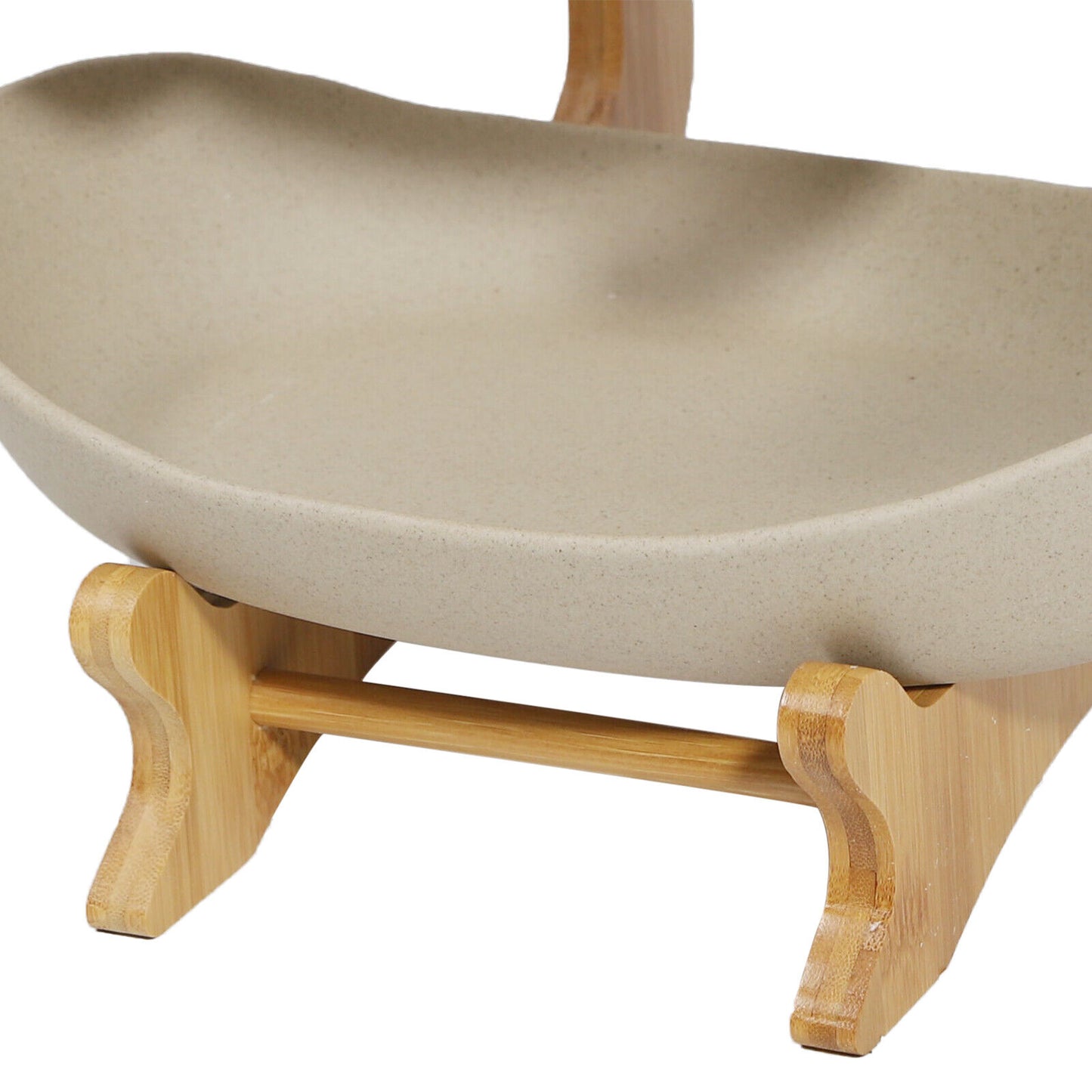 3-Tier Fruit Tray Storage Rack β Bamboo & Ceramic Stand for Snacks, Candy, Sushi β Elegant Display for Home, Parties, Weddings & More (White/Brown)