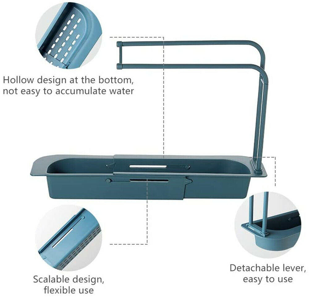 Sink Rack Telescopic Holder Expandable Storage Drain Kitchen Shelf Sponge Basket