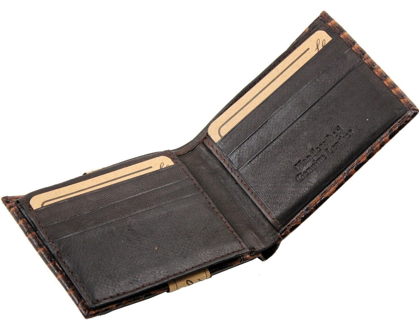 New Mens Genuine Leather Bifold Wallet ID Credit Card Alligator Window Crocodile