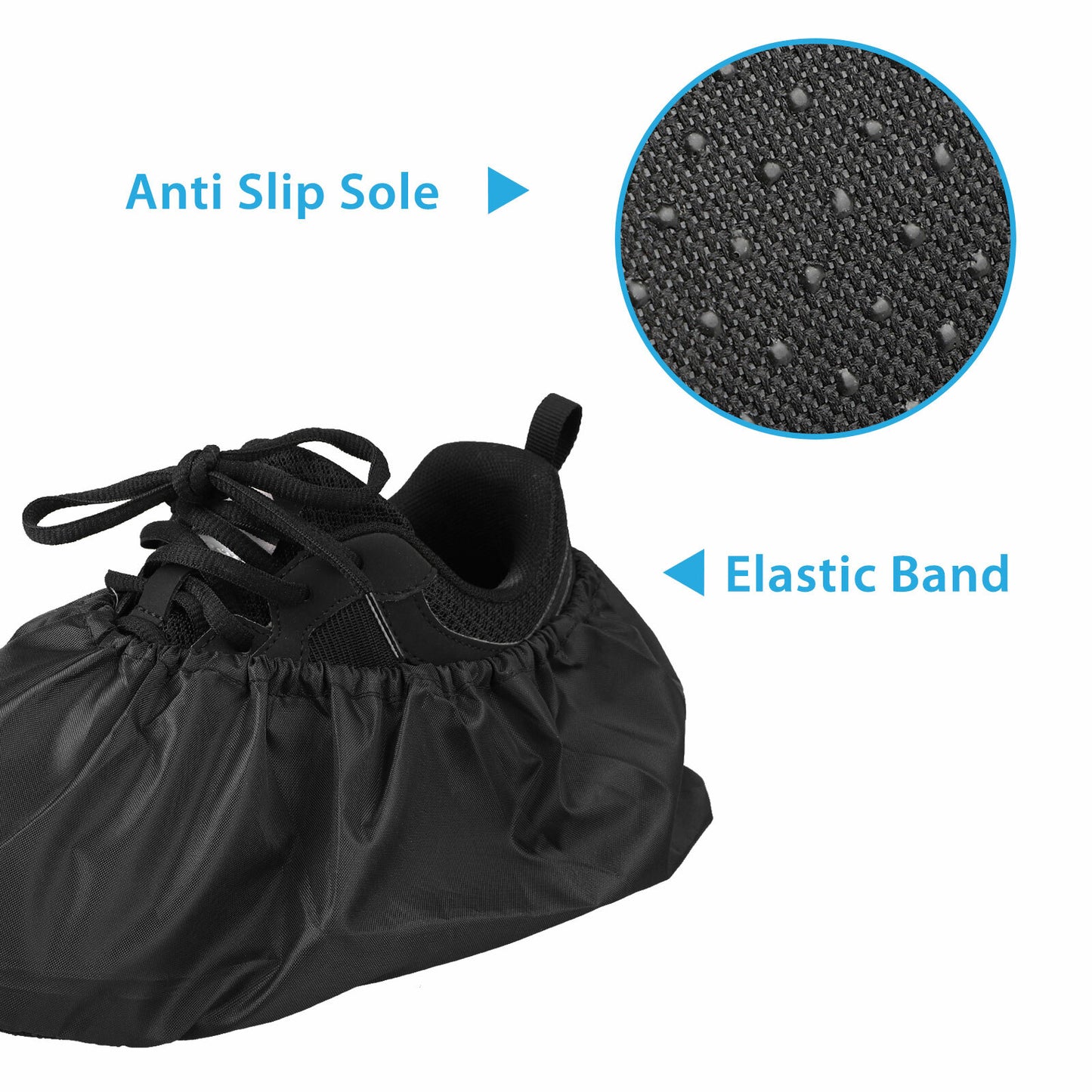 2 Pairs Reusable Waterproof Shoe Covers Slip-Resistant Overshoes Rain Boots