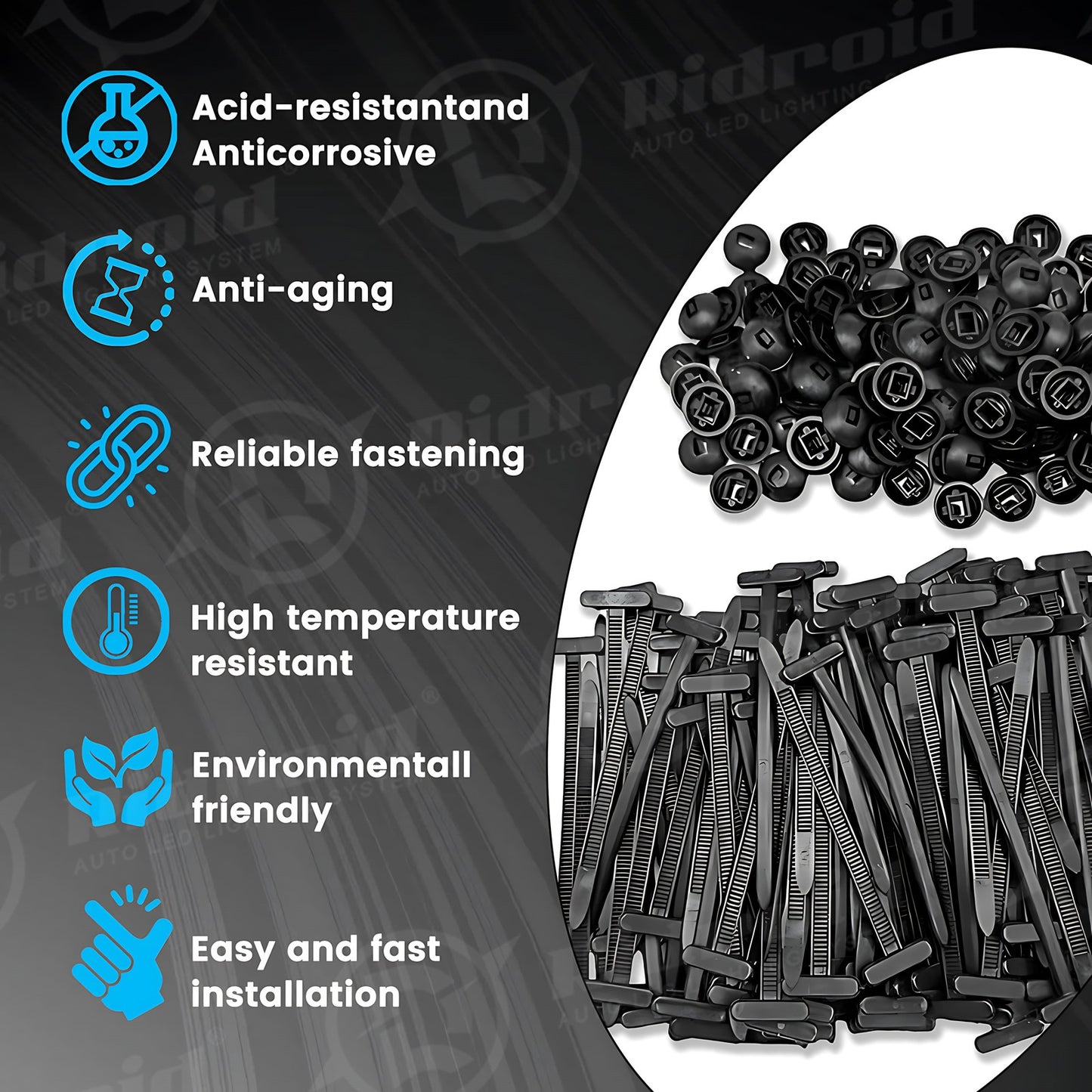 50PCS Nylon Universal Cable Tie Buckle Self-Locking Nylon Zip Ties Holder NEW