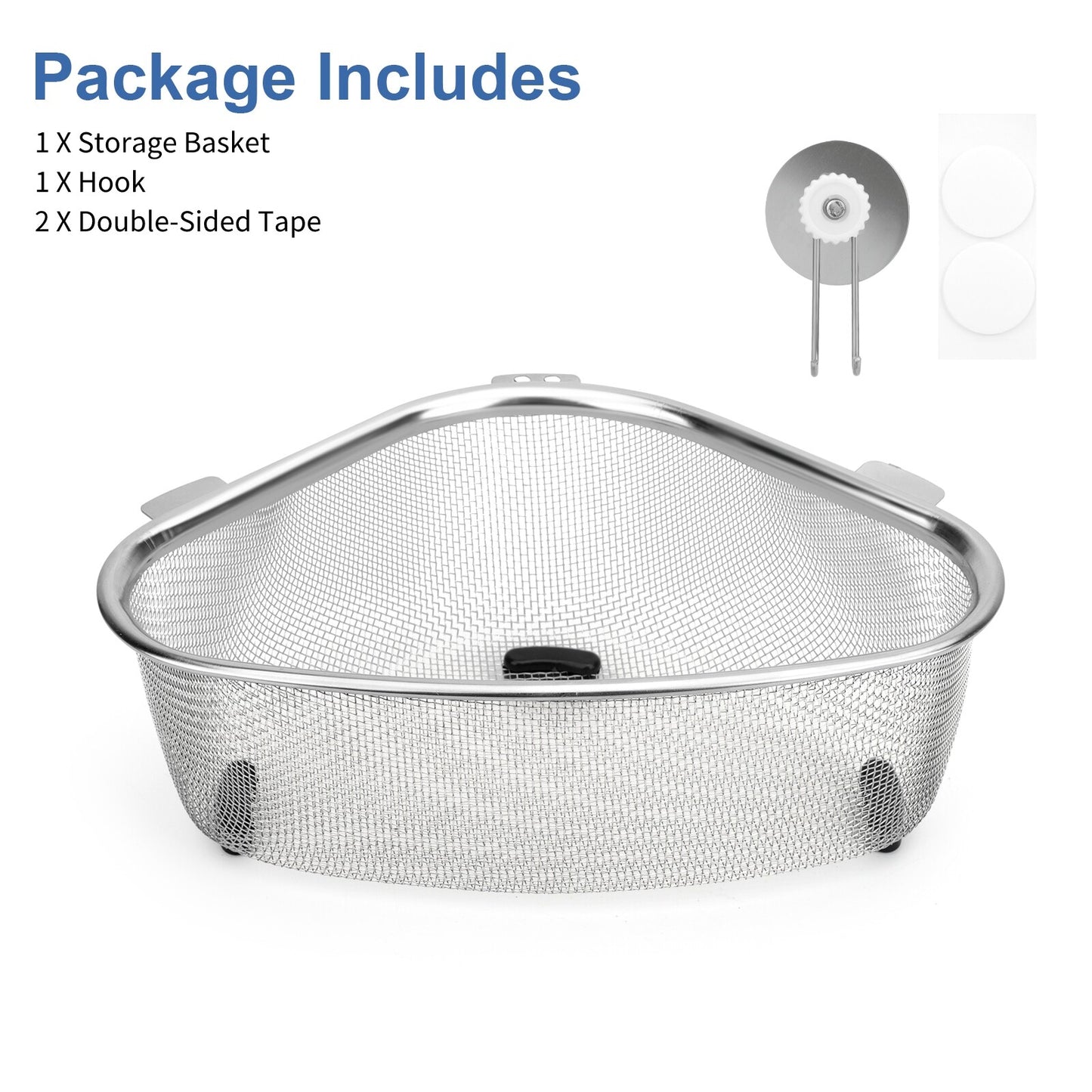Stainless Steel Sink Strainer Basket – Triangle Drain Rack, Kitchen Food Filter | Easy Clean, Prevent Clogs, TikTok Kitchen Hack for Mess-Free Cooking