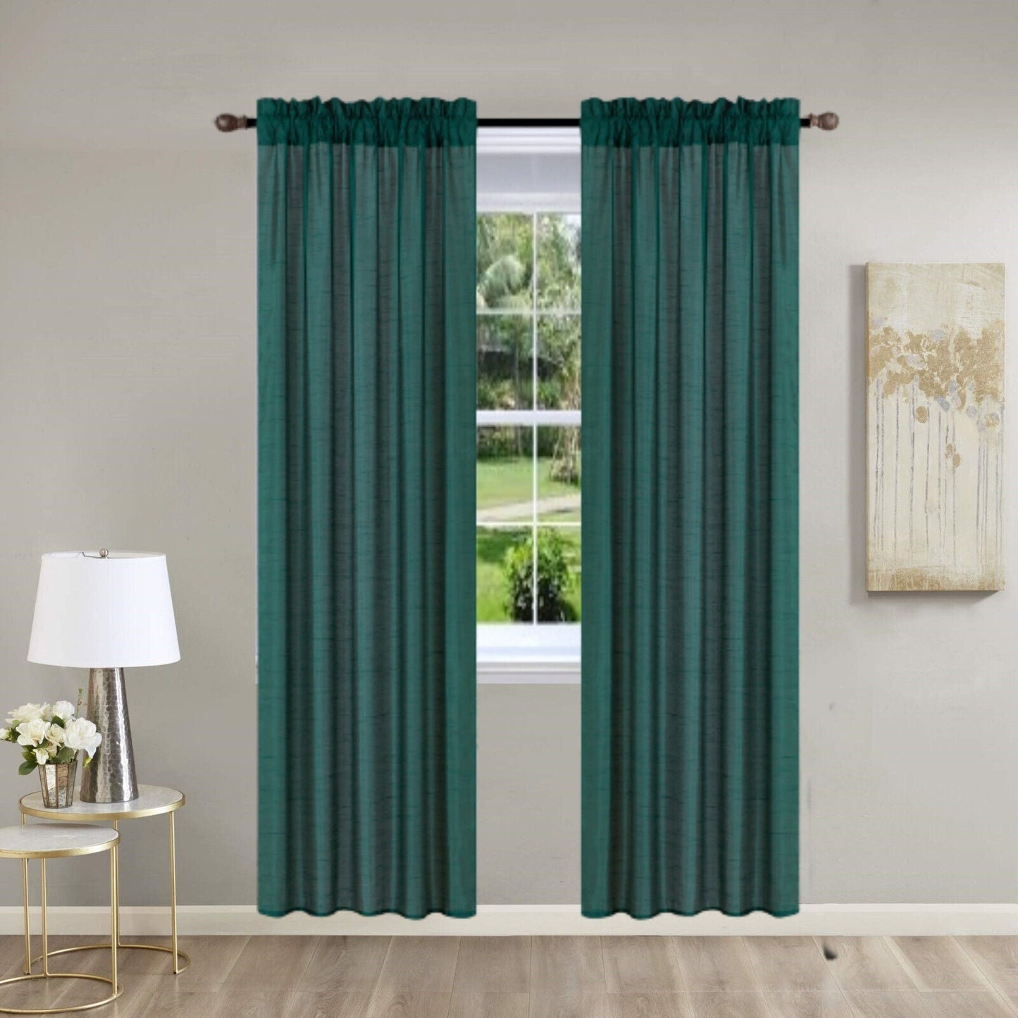 Pinch Pleat Curtain Panels 2 Pack Unlined Rod Pocket Window Sheer & Light, Fits 2” Rod, Non-Blackout Home Decor Upgrade