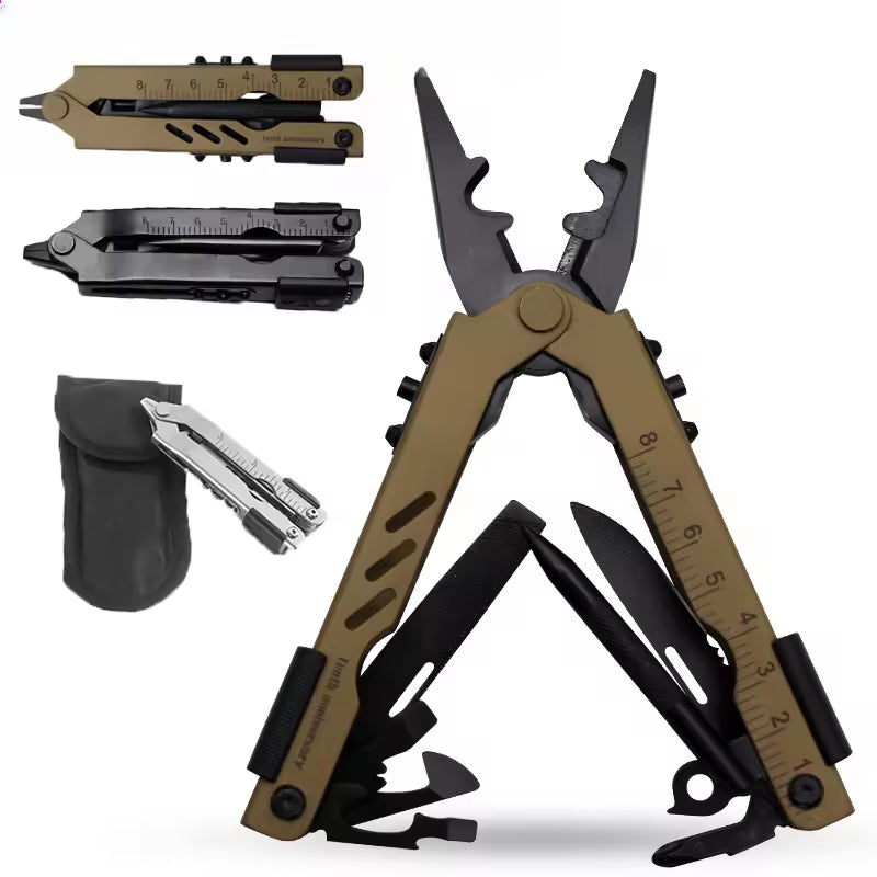 13 In1 Outdoor Survival Multi Tool Plier Compact Pocket Stainless Steel Plier