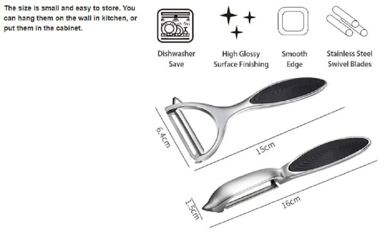 2-Pack Stainless Steel Vegetable & Fruit Peeler – Non-Slip Handle Potato Peeler