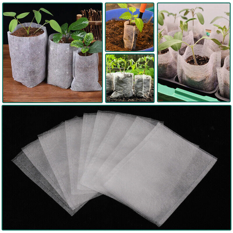 200/400X Plant Grow Nursery Bag Biodegradable Non-Woven Fabric Seed Starters Pot