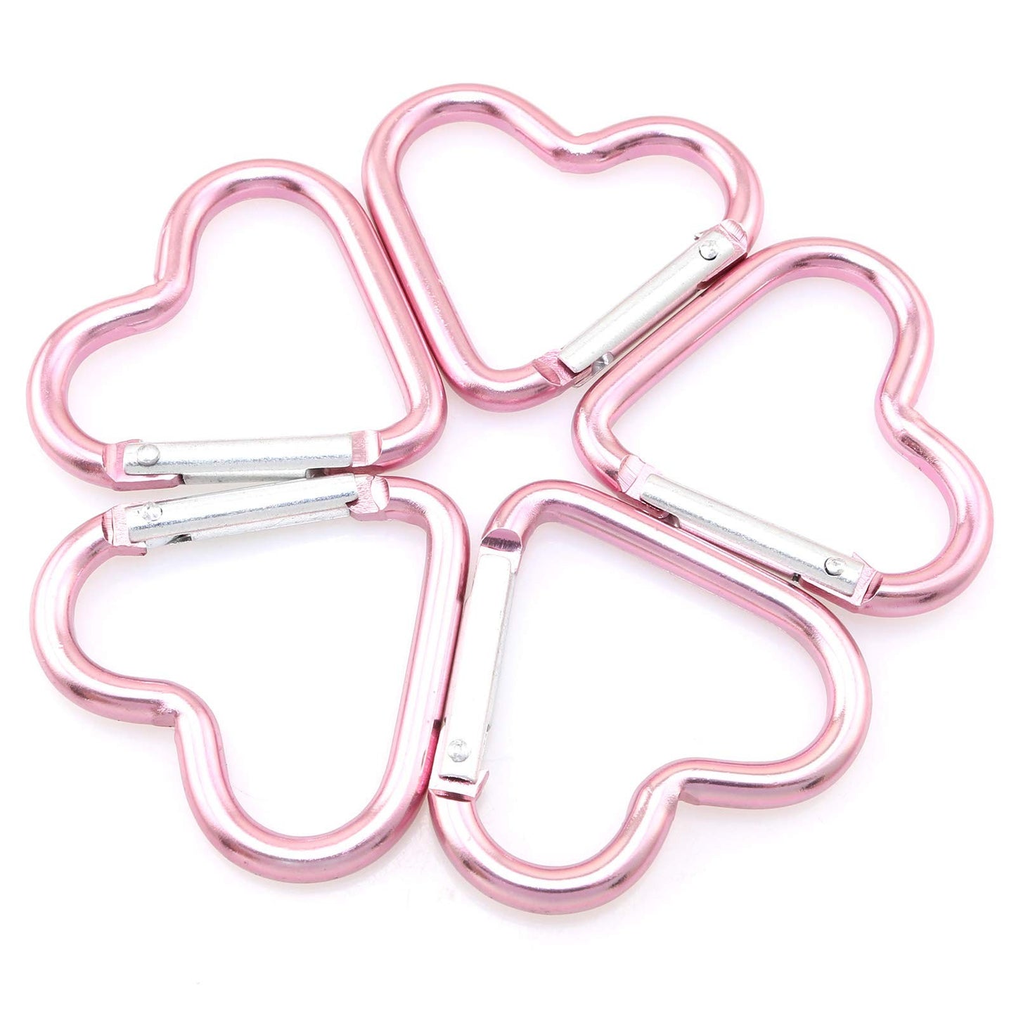 10Pcs Heart-Shaped Aluminum Snap Hook Clip Key Holder, Keychain Clip (Light P...