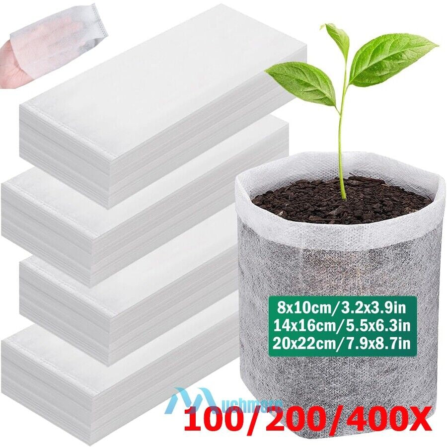 200/400X Plant Grow Nursery Bag Biodegradable Non-Woven Fabric Seed Starters Pot