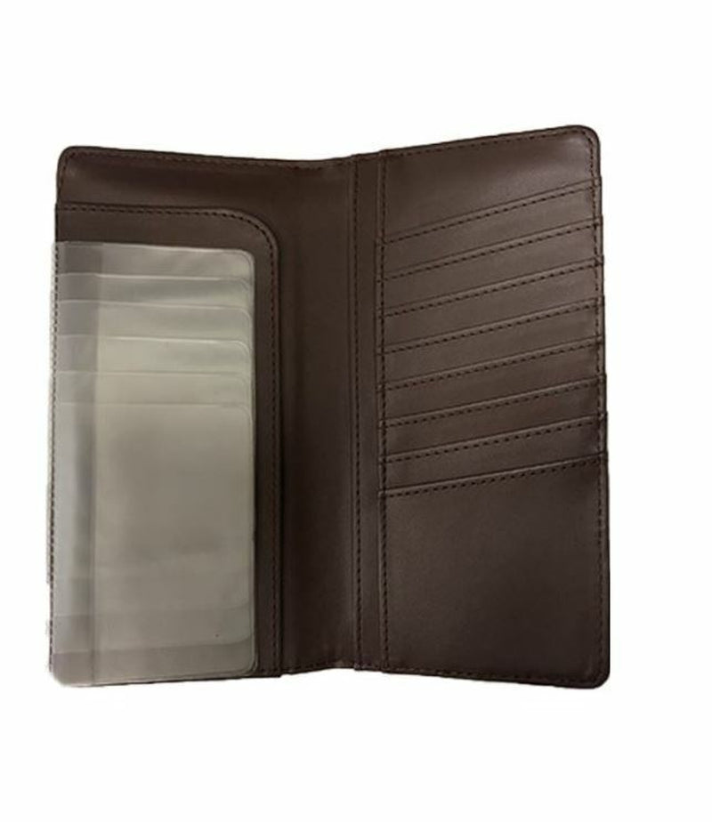 Cowboy Wallet, Western Men's Bifold Wallet - Cross Praying Cowboy Design, Checkbook Style, 7 Card Slots, ID Window, Cash Pockets, High-Quality Leather