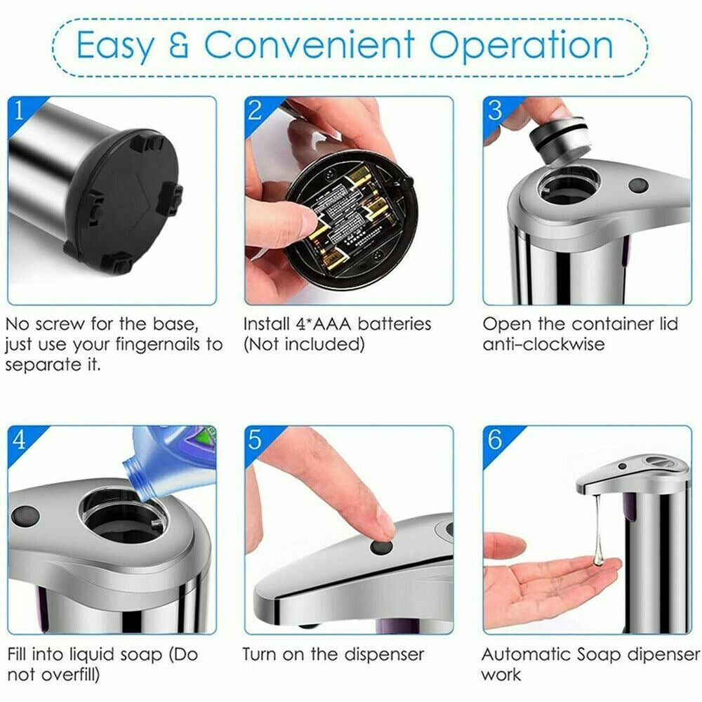 Touchless Soap Dispenser – 250ml Stainless Steel Auto Sensor Pump for Kitchen & Bathroom | Hands-Free Hygiene Must-Have