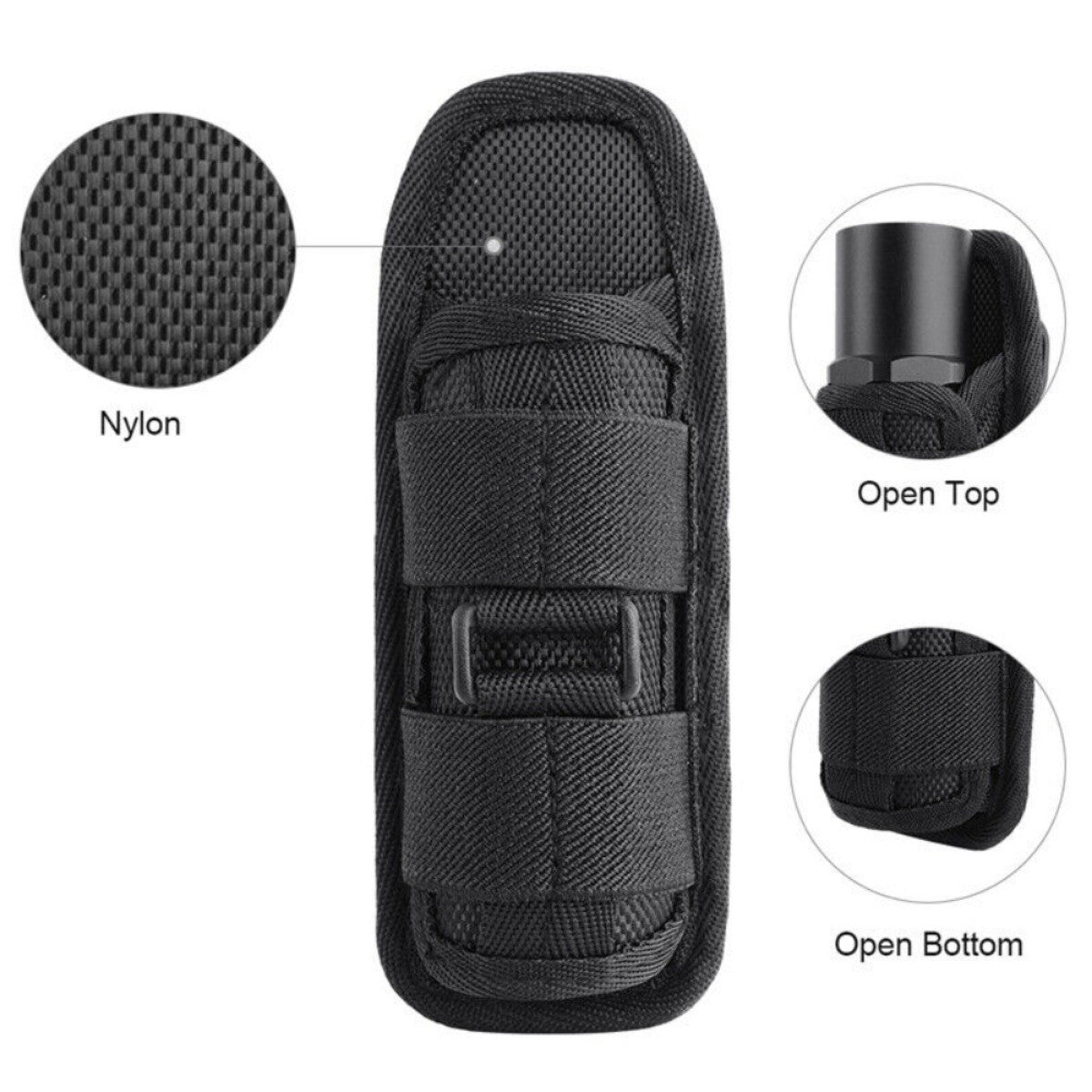 Tactical Nylon Molle Flashlight Holder Belt Holster Flashlight Torch Case Pouch