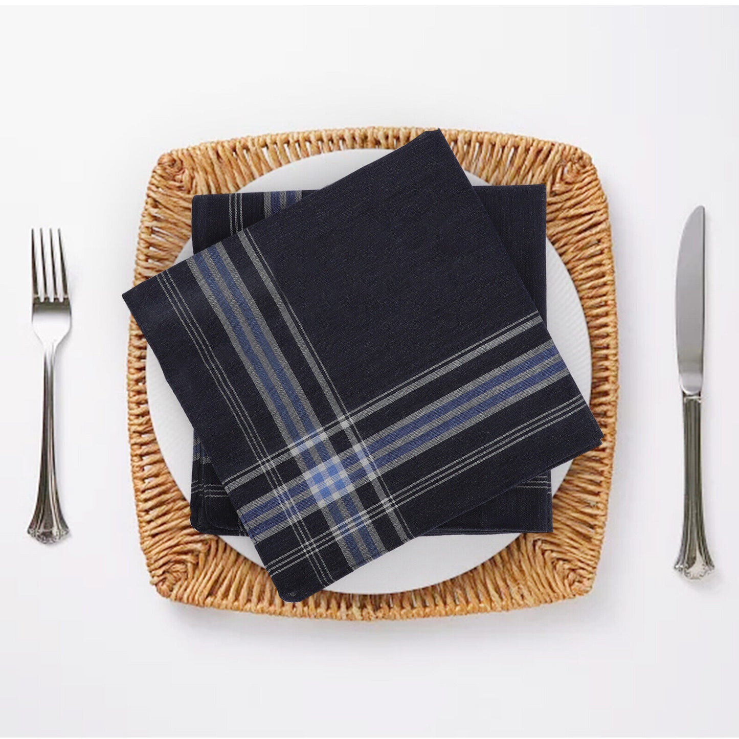 12Pcs Men Handkerchiefs Classic Hankies Cotton Hanky Pocket Square Perfect Gift