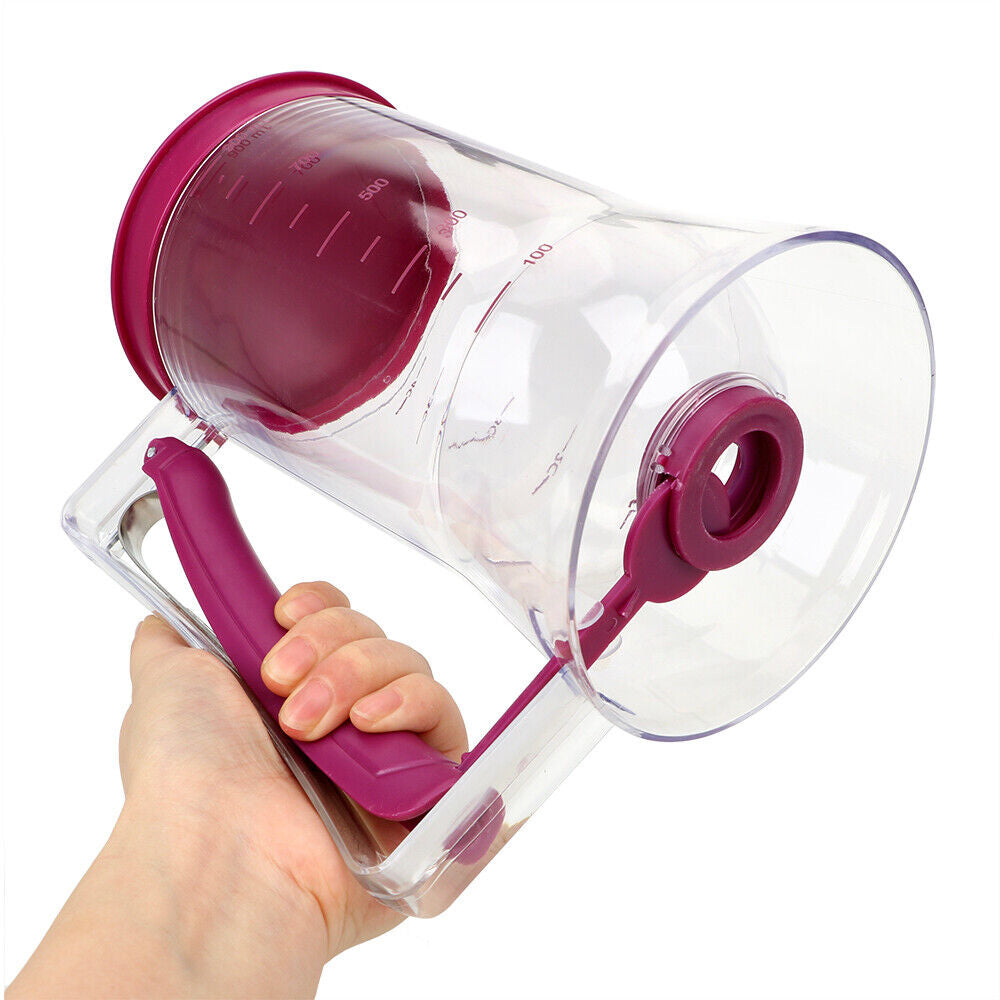 900ML Pancake Batter Dispenser | Easy Pour Measuring Cup for Muffins, Waffles & Cakes No Mess, Precision Control | Kitchen Must-Have Plastic Bakeware