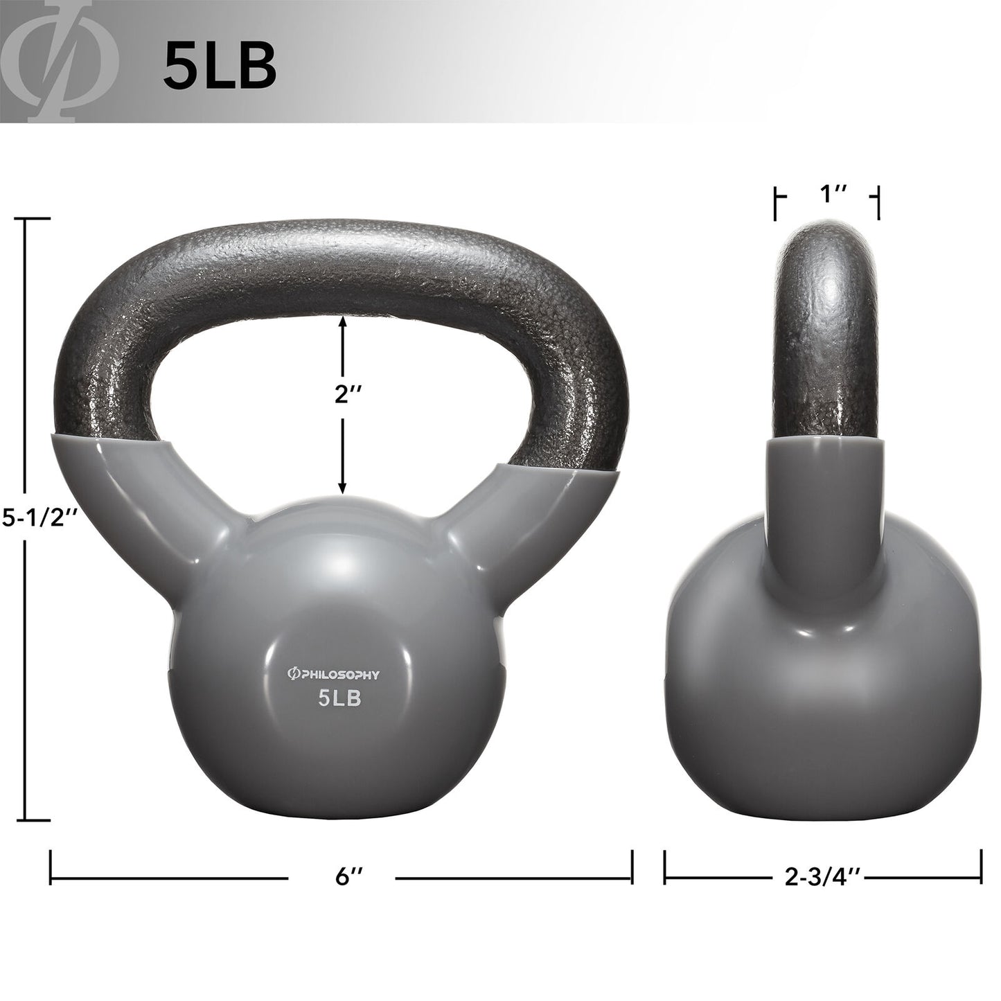 Vinyl Coated Cast Iron Kettlebell, 5 Lbs to 50 Pound Weights