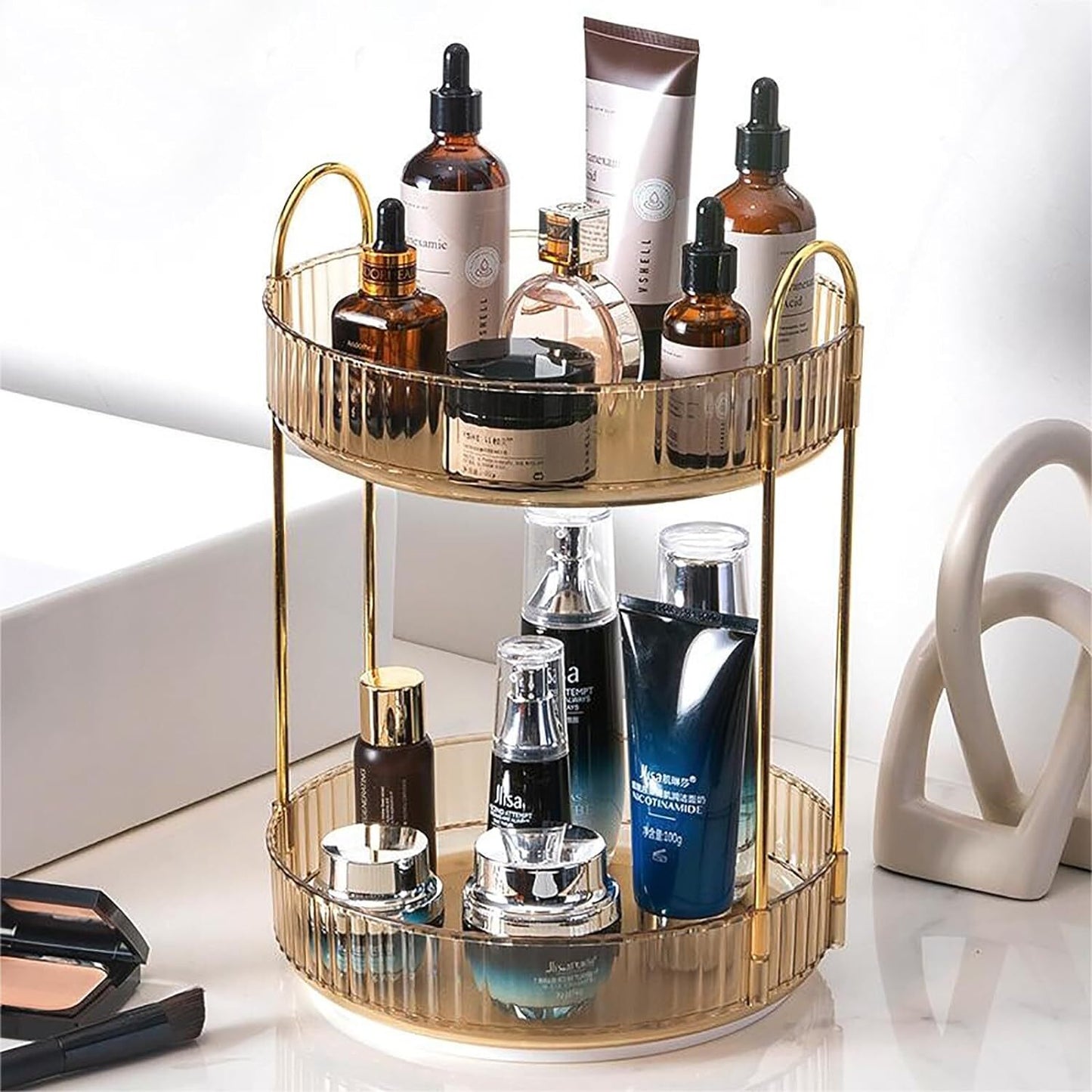 360 Rotating Makeup Cosmetic Organizer Lazy Susan Rack Cosmetic Carousel Storage