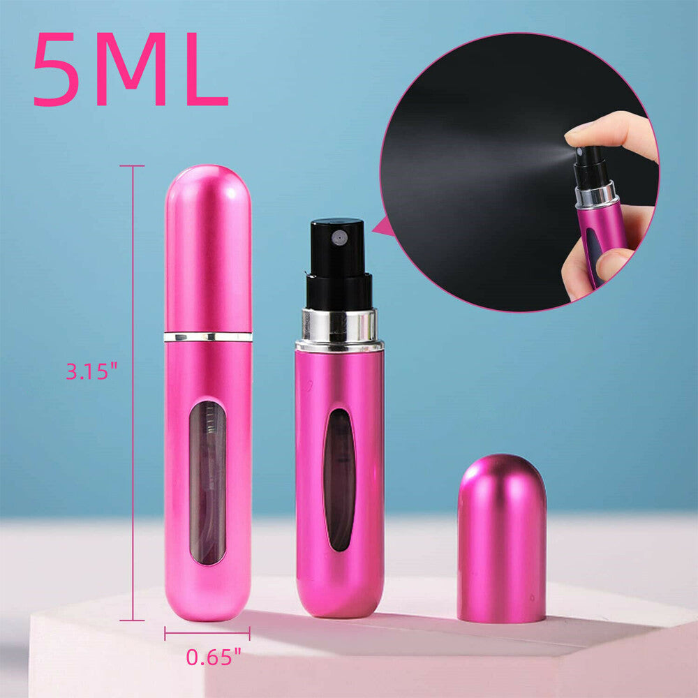 5Pcs Mini Travel Perfume Atomizer Bottle Spray Pump Case Refillable Portable US