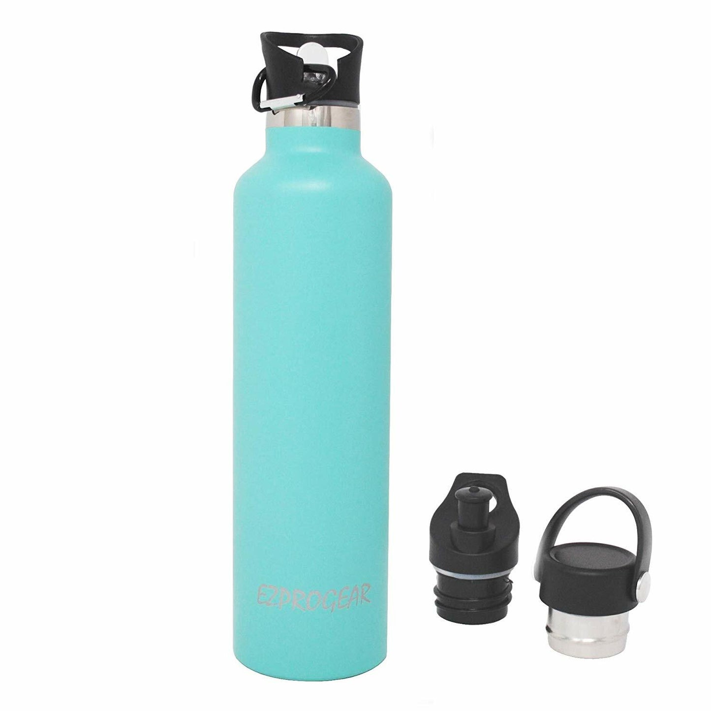 Stainless Steel Vacuum Insulated Double Wall Water Bottle W/3 Lid, Straws, Clip