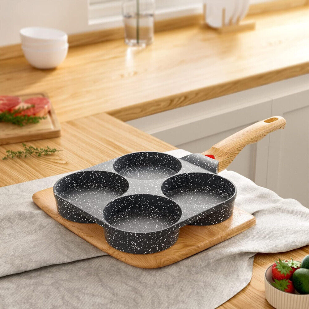 4-Cup Nonstick Egg Pan for Quick Breakfast | Compact, Easy Clean, Pancakes & Eggs Made Simple | No Mess Kitchen Essential