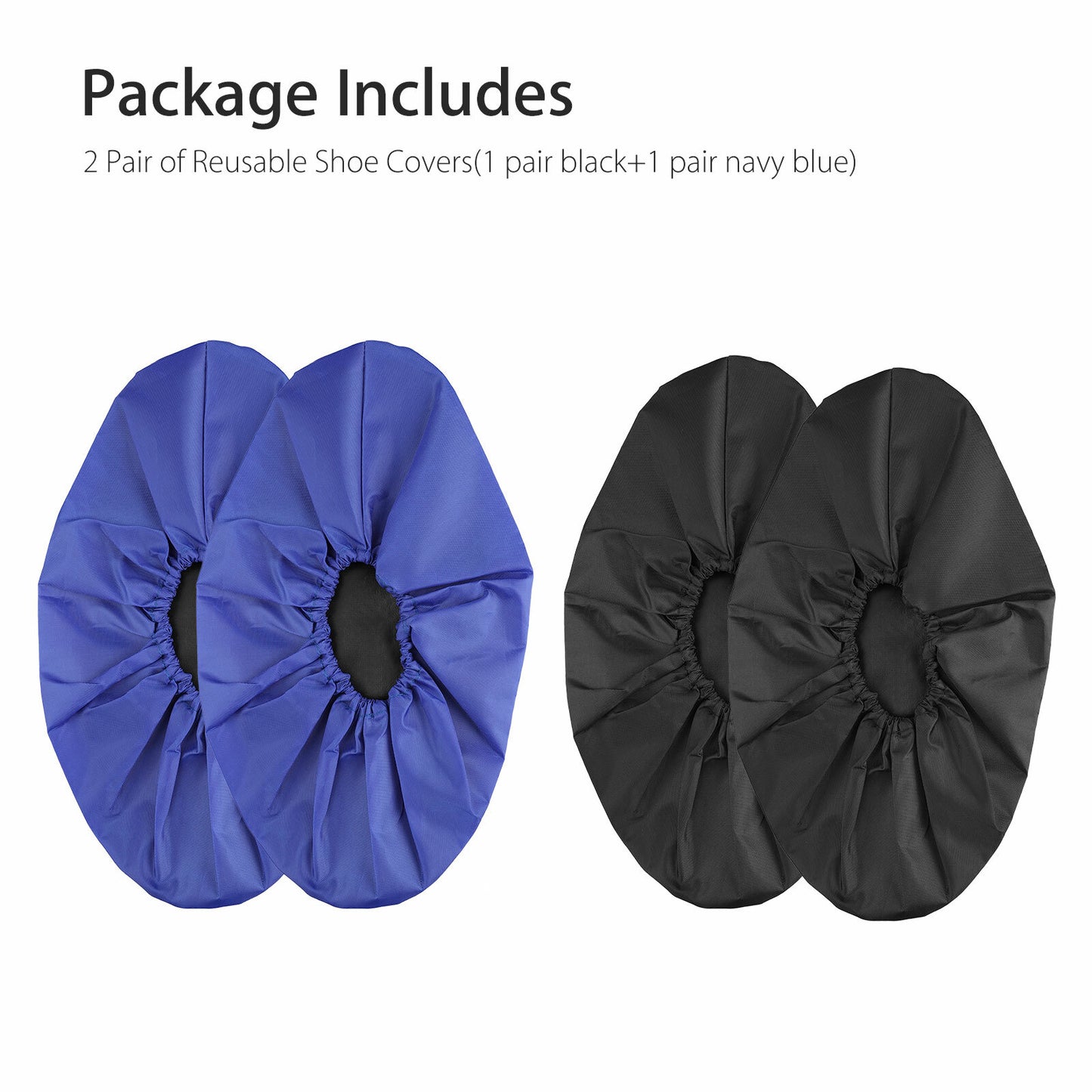 2 Pairs Reusable Waterproof Shoe Covers Slip-Resistant Overshoes Rain Boots
