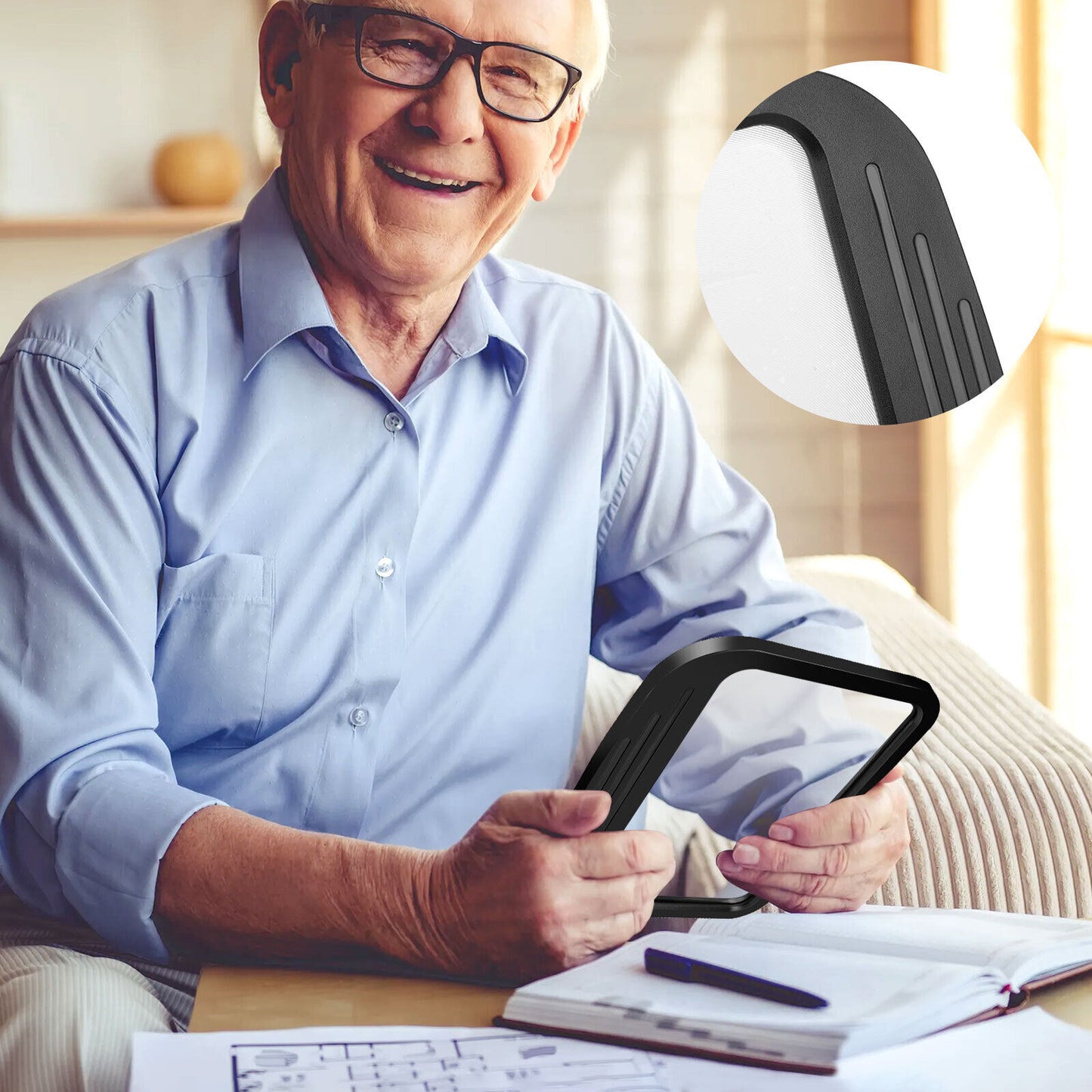 5X Full Page Magnifier – Handheld Magnifying Glass for Low Vision, Clear & Comfortable for Reading | TikTok Essential for Seniors & Hobbyists