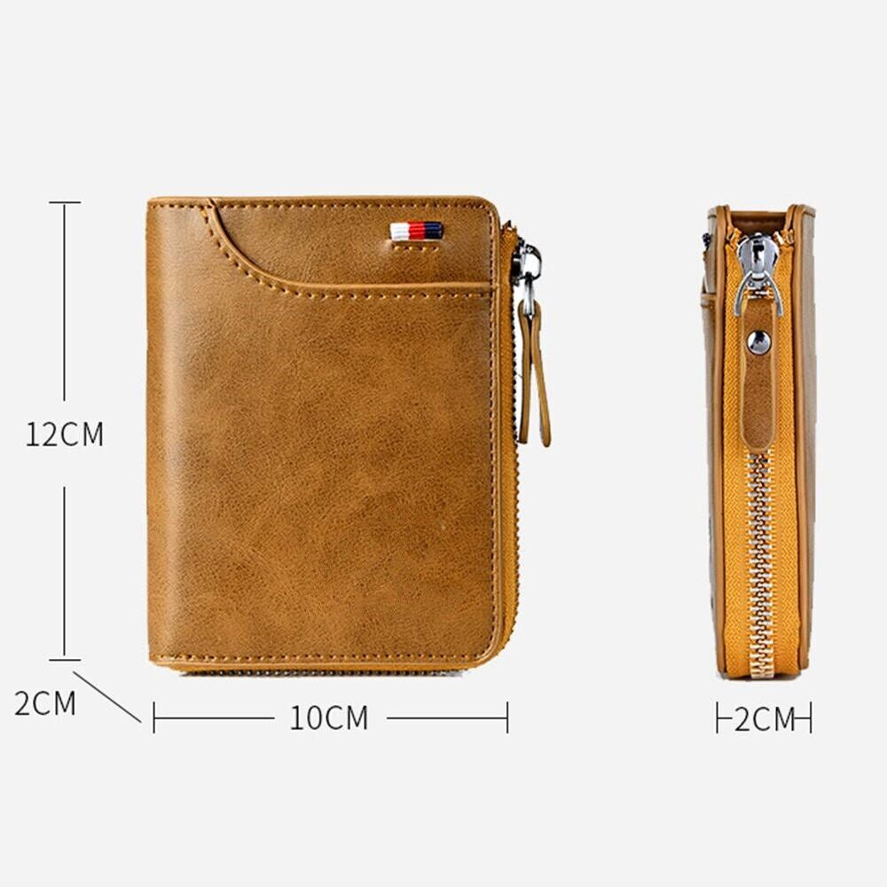 Men’s Wallet RFID Blocking – Leather Credit Card & ID Holder, Waterproof Zipper Purse, Slim & Stylish Design for Secure Everyday Carry!