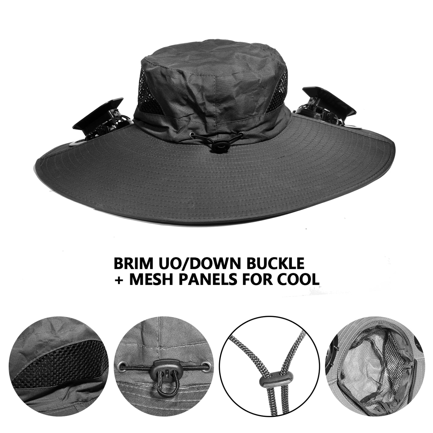 Solar USB Powered Fan Hat Wide Brim Outdoor Fishing Hiking Hat Sun UV Protection