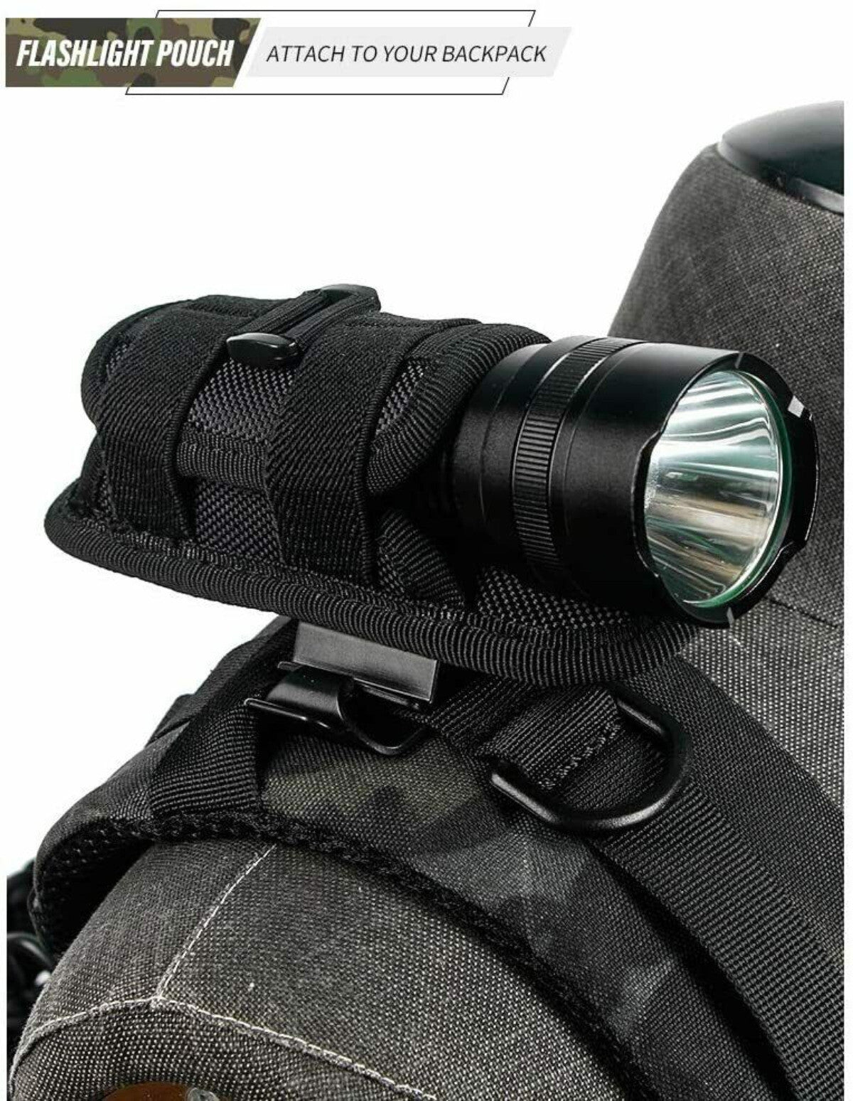 Tactical Nylon Molle Flashlight Holder Belt Holster Flashlight Torch Case Pouch