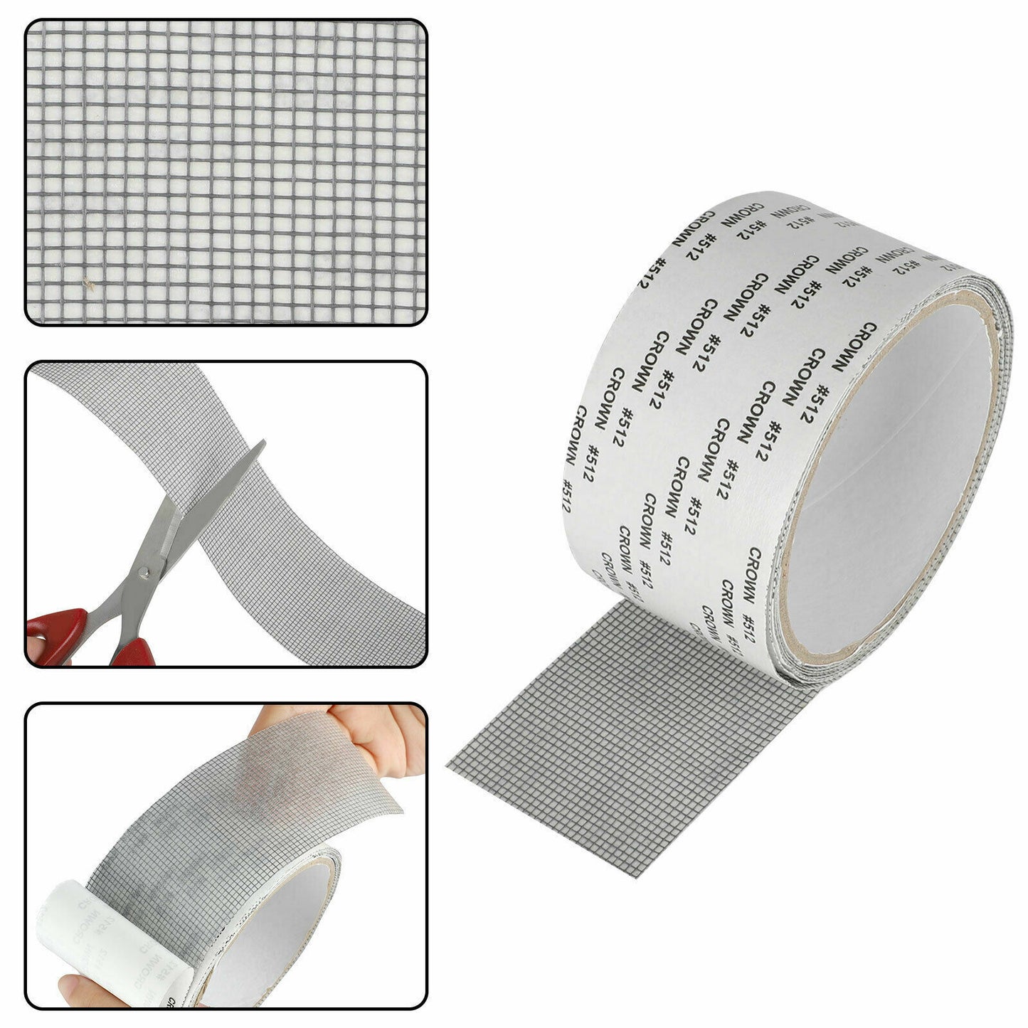 Strong Adhesive Screen Repair Tape - Easy DIY Fix for Window & Door Screens, Mesh, Tents & More | Durable Fiberglass, Waterproof, Cut to Any Size