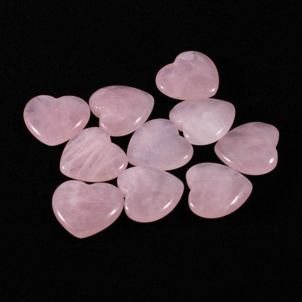 10PCS Rose Quartz Heart Healing Stones – Natural Pink Crystal Palm Worry Stones for Meditation, Chakra Balancing, Emotional Healing & Spiritual Gifts
