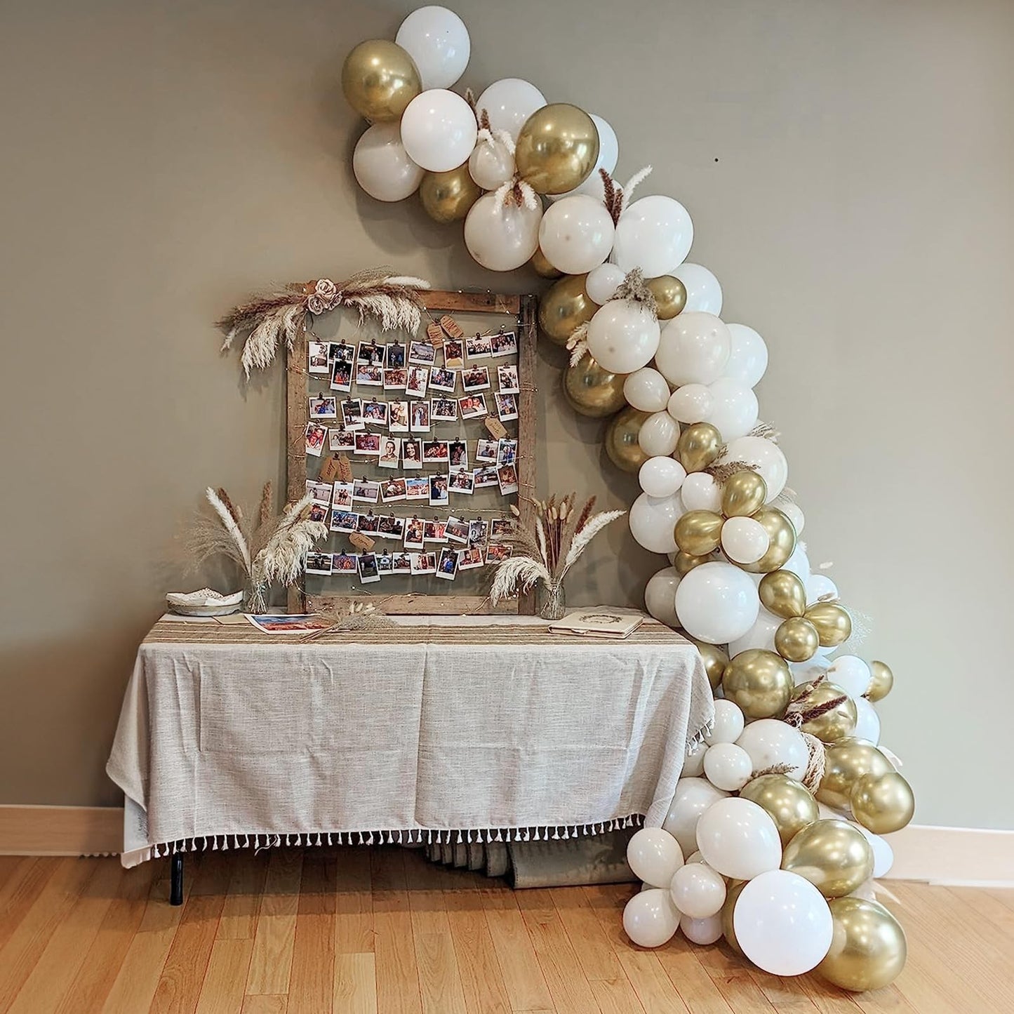 White and Gold Balloons, 12 Inch White Sand Gold Metallic Latex Balloons, Beige