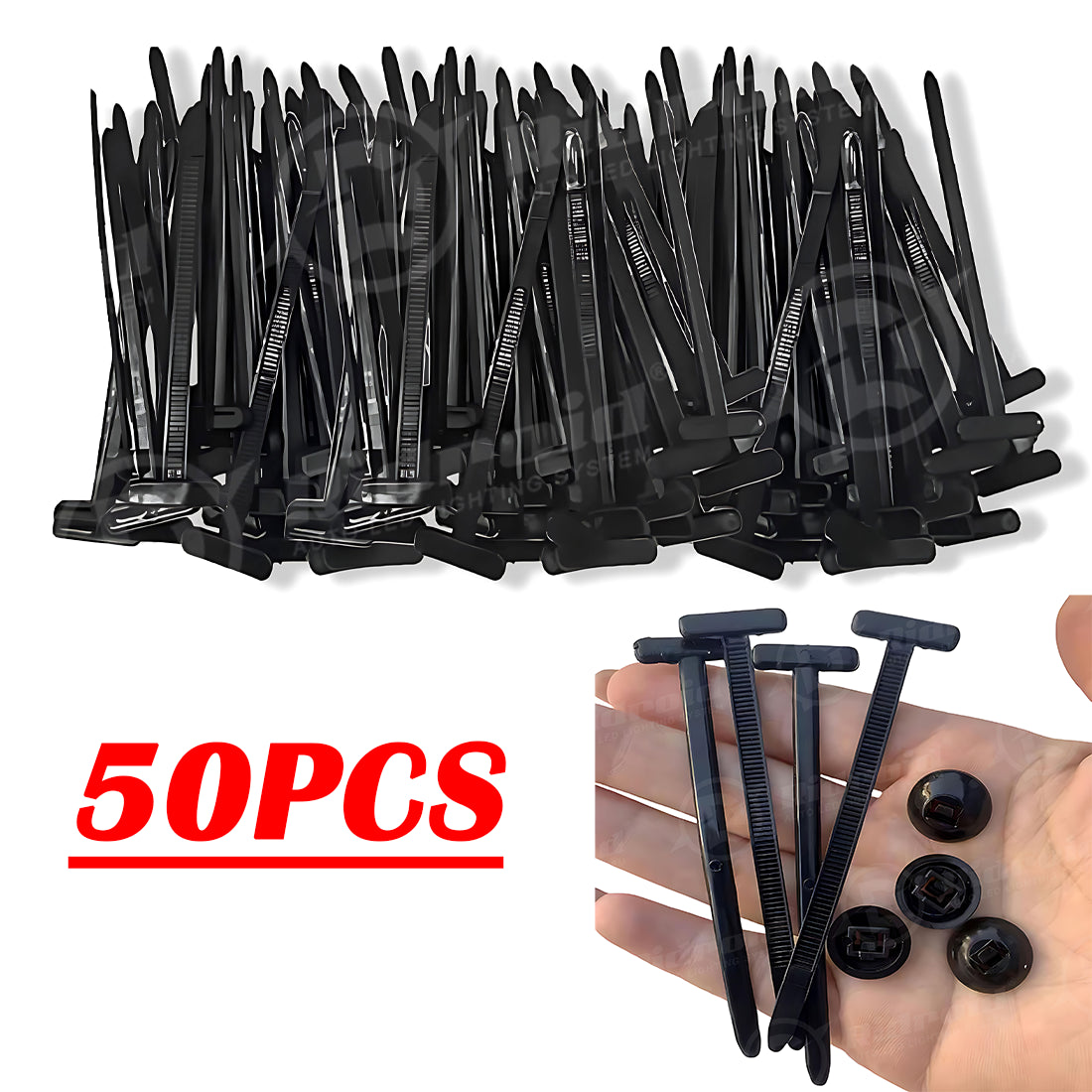 50PCS Nylon Universal Cable Tie Buckle Self-Locking Nylon Zip Ties Holder NEW