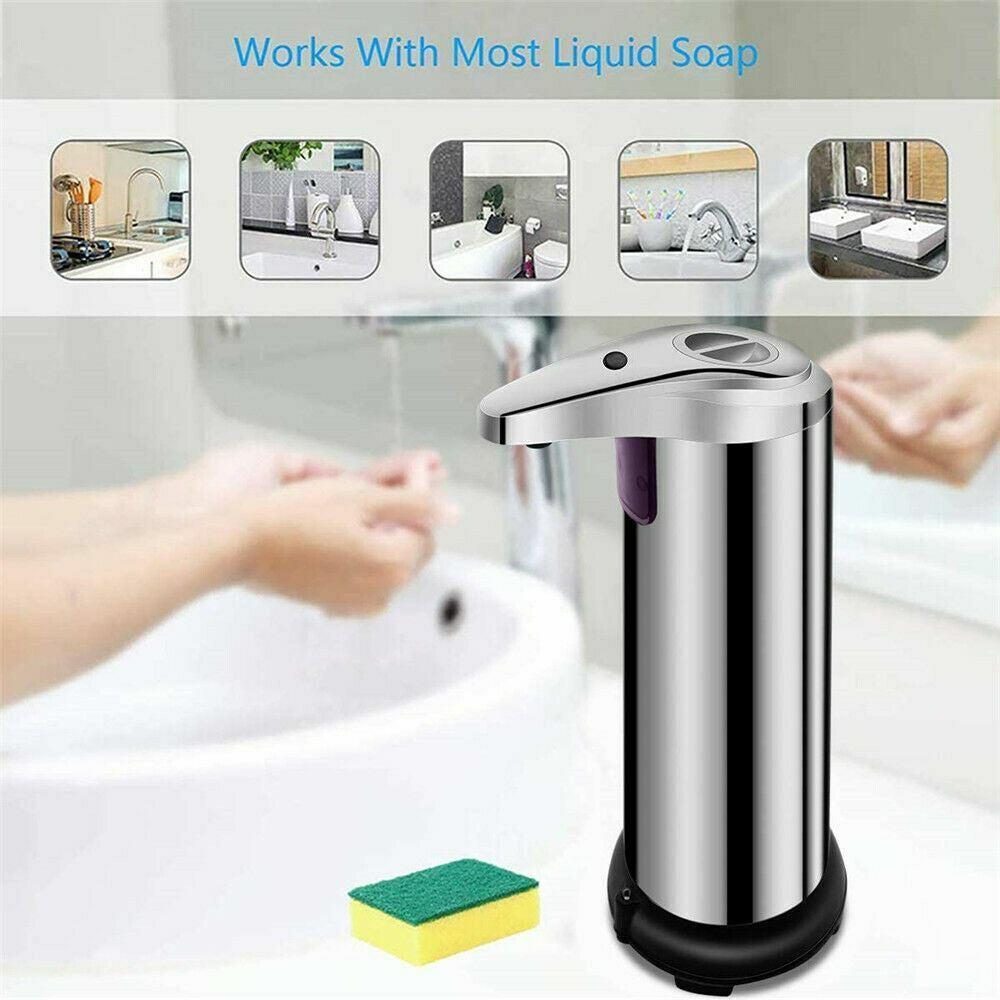 Touchless Soap Dispenser – 250ml Stainless Steel Auto Sensor Pump for Kitchen & Bathroom | Hands-Free Hygiene Must-Have