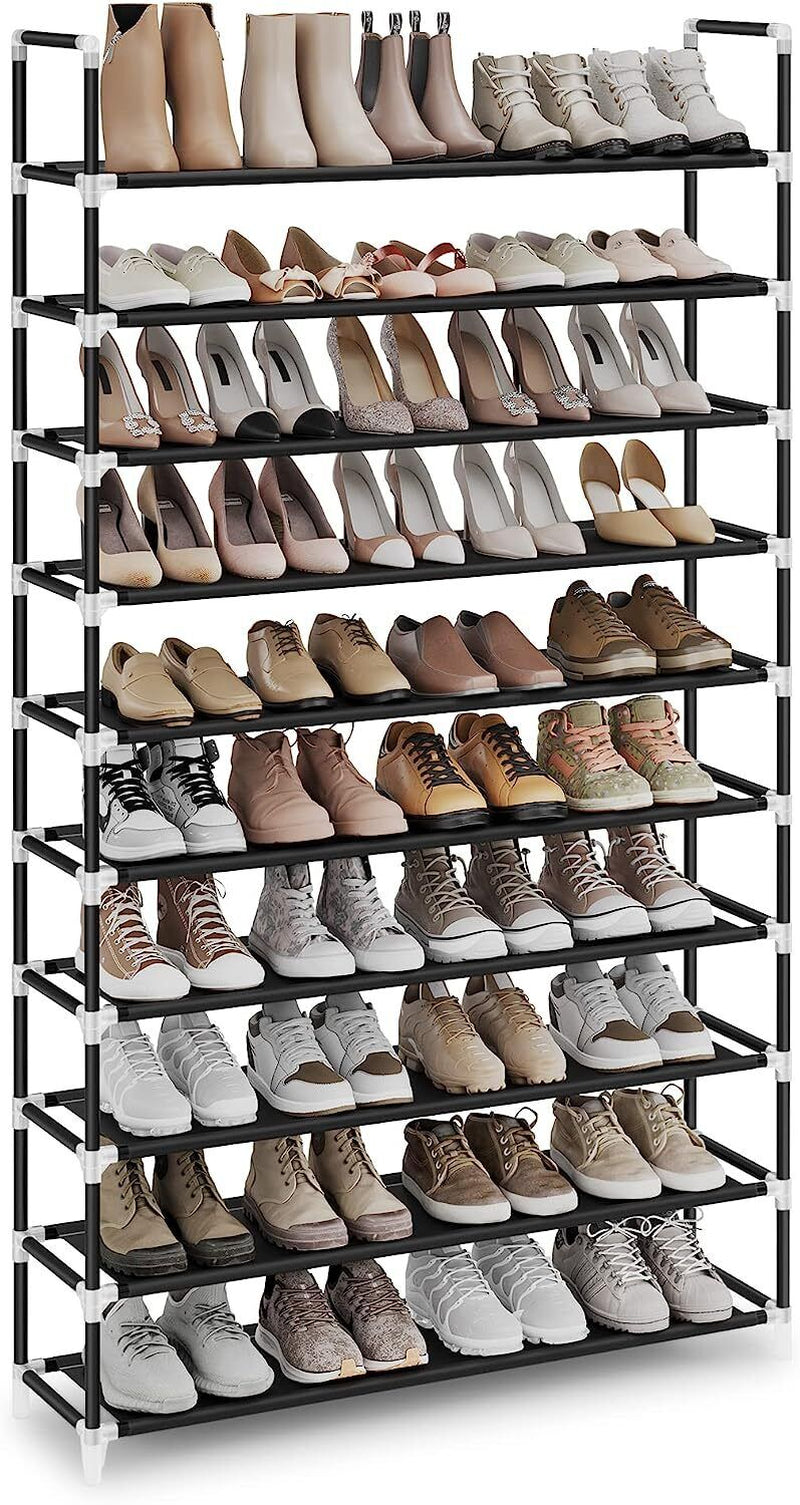 10-Tier Shoe Rack Organizer | Holds Up to 50 Pairs | Space-Saving Standing Shoe Shelf for Closet, Entryway, or Bedroom | Sturdy Home Storage Solution