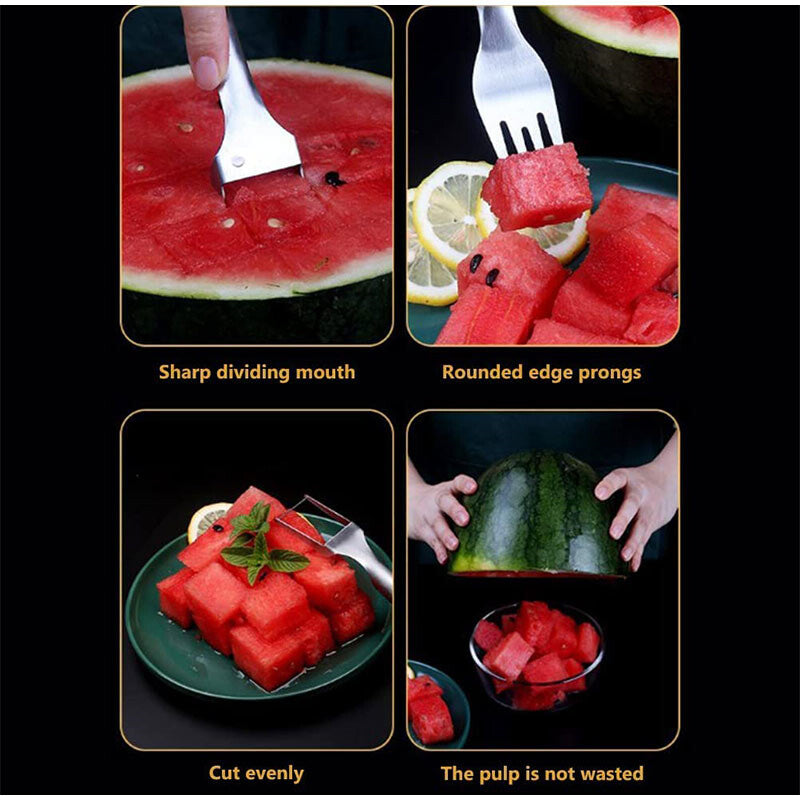 3/1 Watermelon Slicer Cutter,2-In-1 Fork Stainless Steel Fruit Cutting Artifact