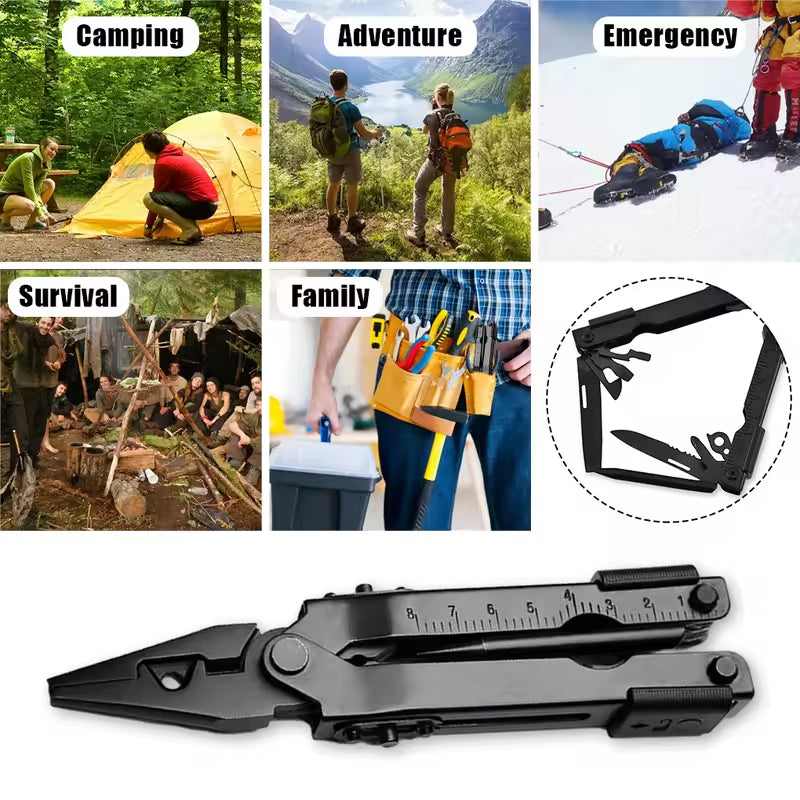 13 In1 Outdoor Survival Multi Tool Plier Compact Pocket Stainless Steel Plier