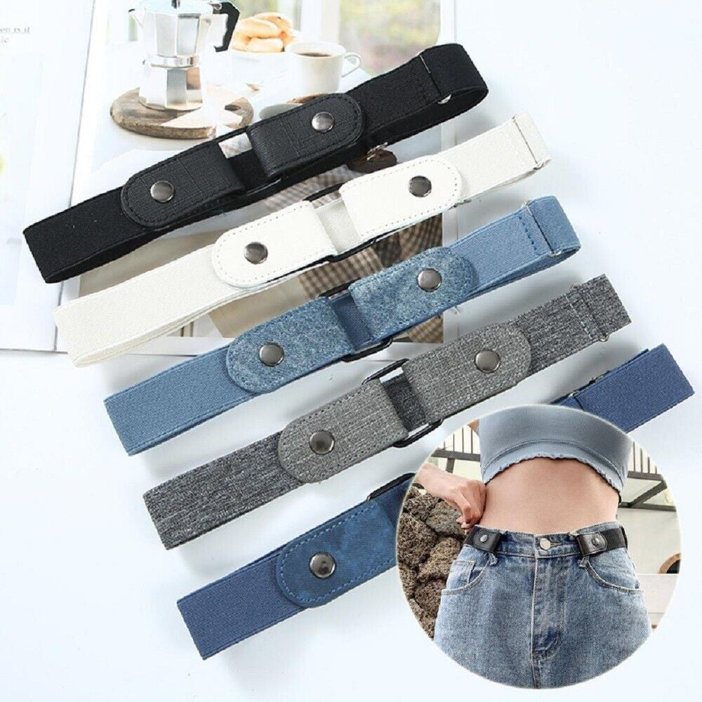 5-Pack No-Buckle Elastic Waist Belts – Comfortable, Adjustable Stretch Belts for Men & Women, Hassle-Free Fit for Jeans, Pants & Everyday Wear