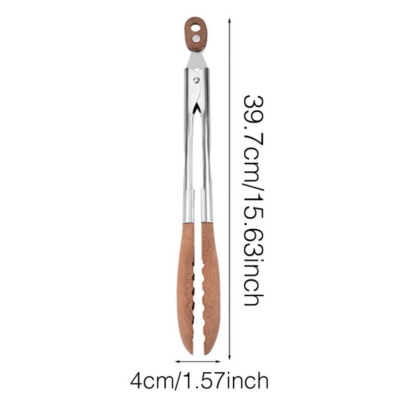 Walnut Wood Kitchen Tongs Food Serving Grill Multi Purpose Cooking Tongs