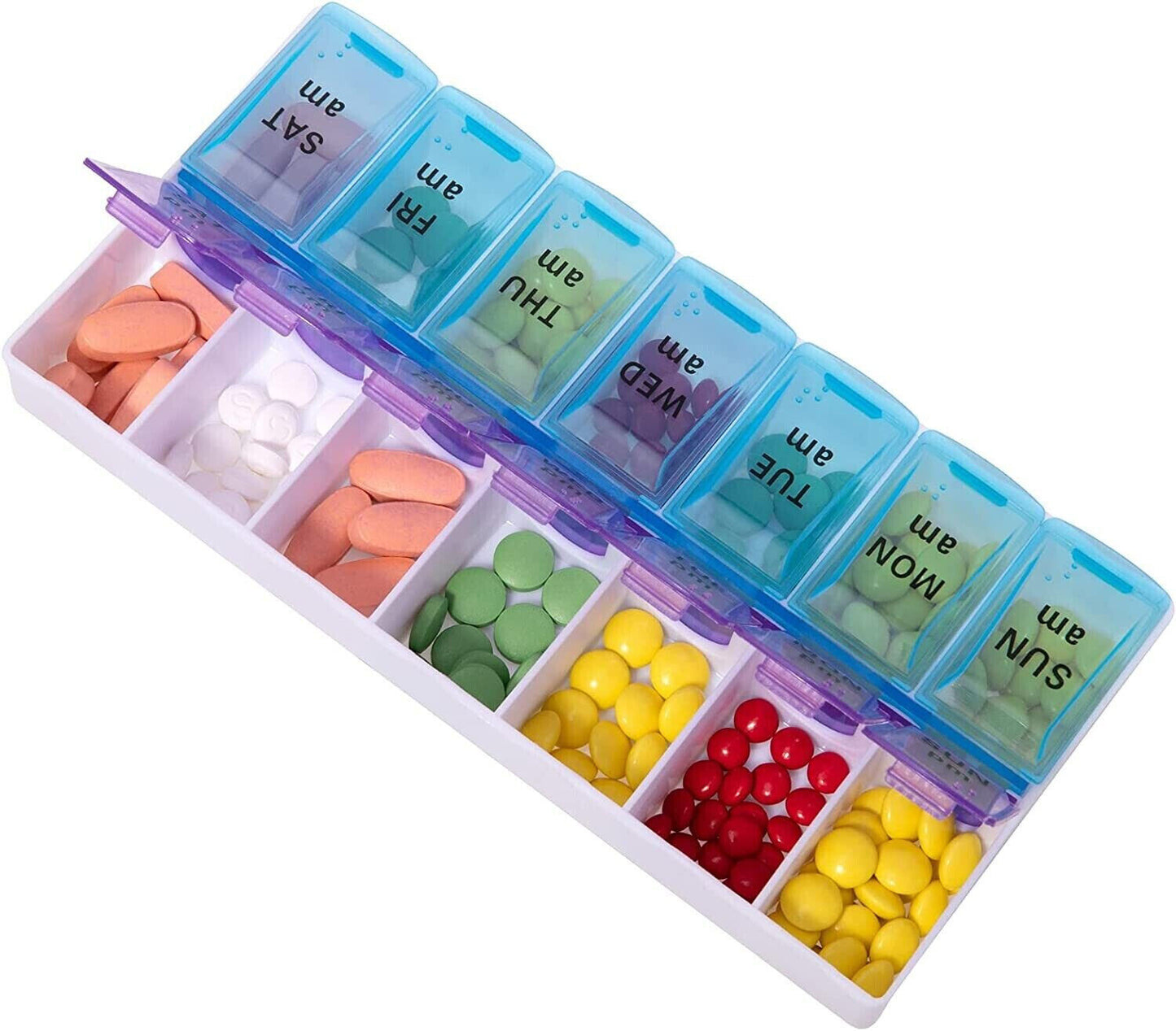 Weekly Pill Box Organizer Twice a Day 7 Day AMPM Organizer Case Medicine 2 Pack