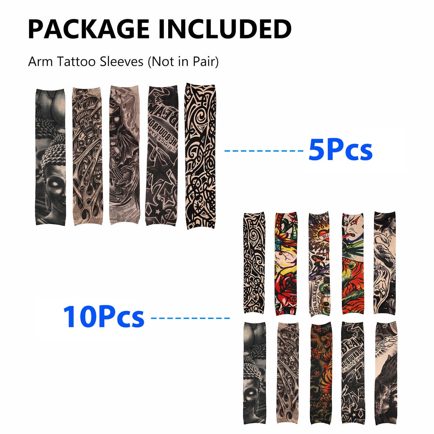10/5Pcs Tattoo Cooling Arm Sleeves Cover Basketball Golf Sport UV Sun Protection