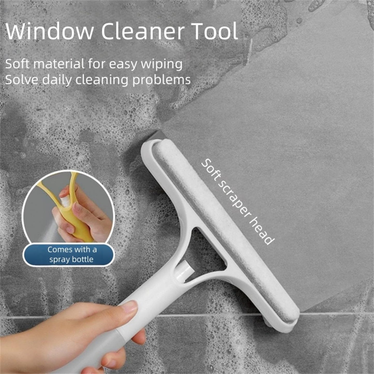 3-In-1 Window Cleaning Multi-Tool, Glass Hanging Knife with Spray