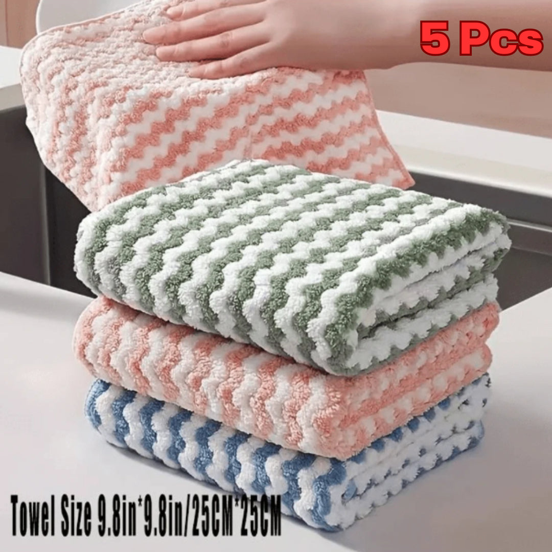 5Pcs Kitchen Towels Reusable Dishcloths Multicolor Cleaning for Multiple Uses