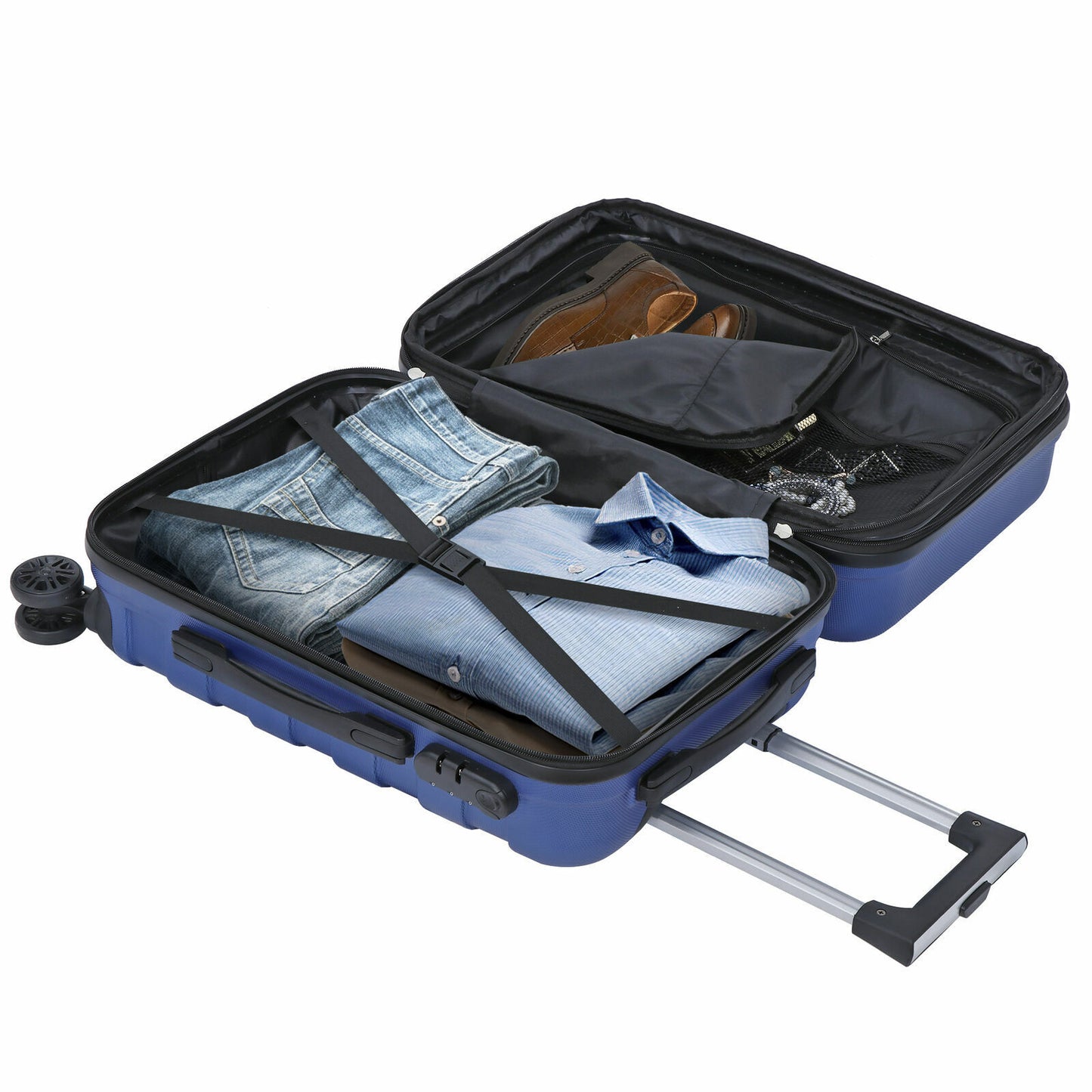 21" Spinner Carry-On Luggage Suitcase Wheels Expandable Travel Bag Hardside
