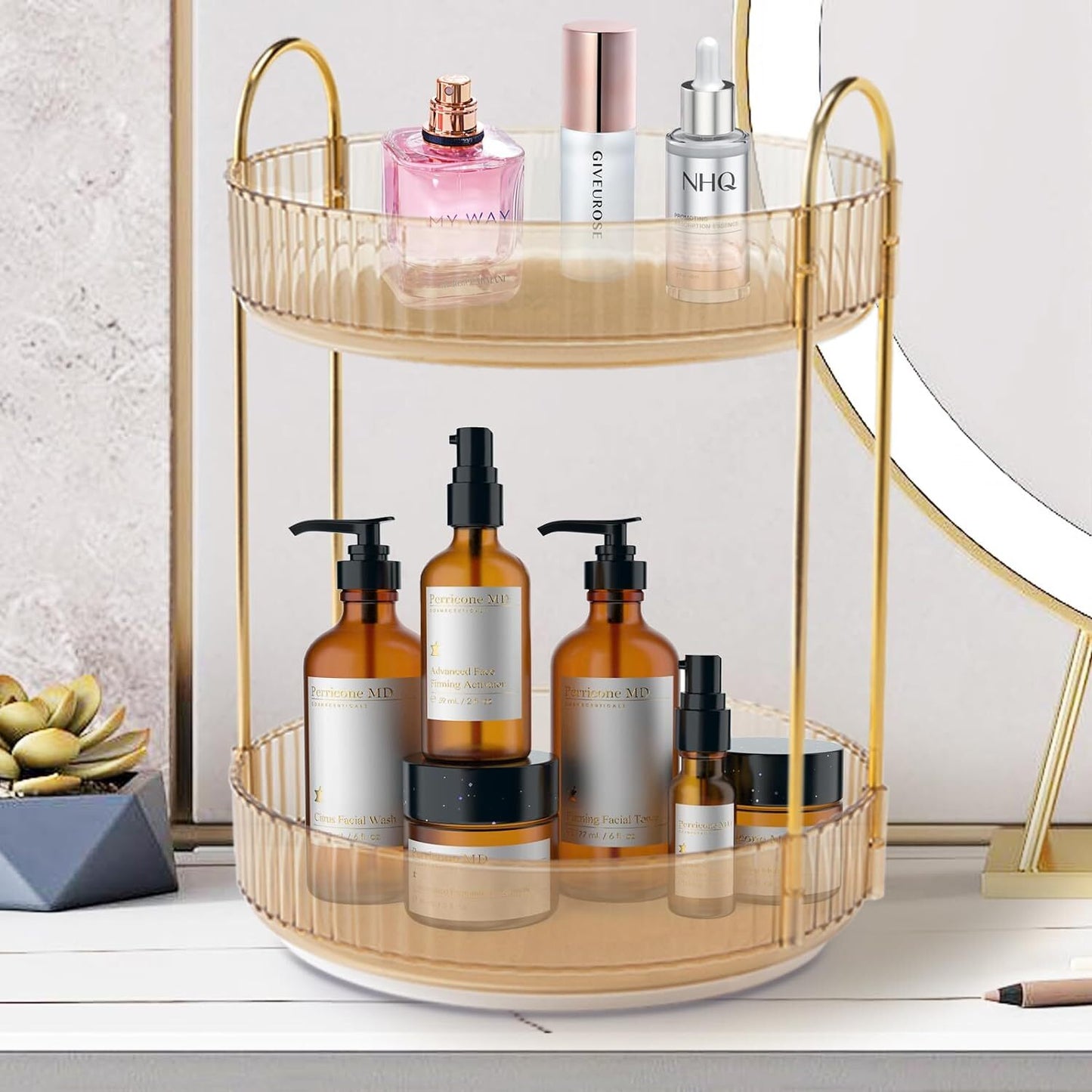 360 Rotating Makeup Cosmetic Organizer Lazy Susan Rack Cosmetic Carousel Storage