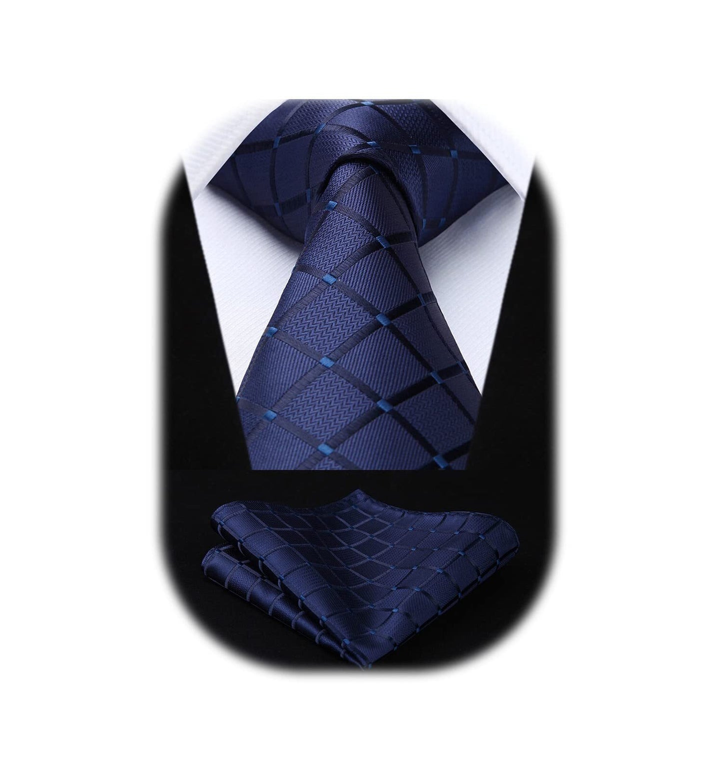 Ties for Men Silk Extra Long Tie and Pocket Square Classic Plaid Checkered 63 In