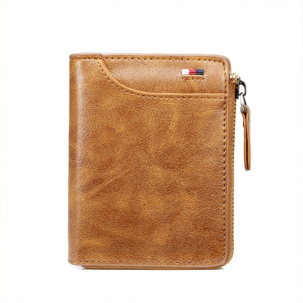 Men’s Wallet RFID Blocking – Leather Credit Card & ID Holder, Waterproof Zipper Purse, Slim & Stylish Design for Secure Everyday Carry!
