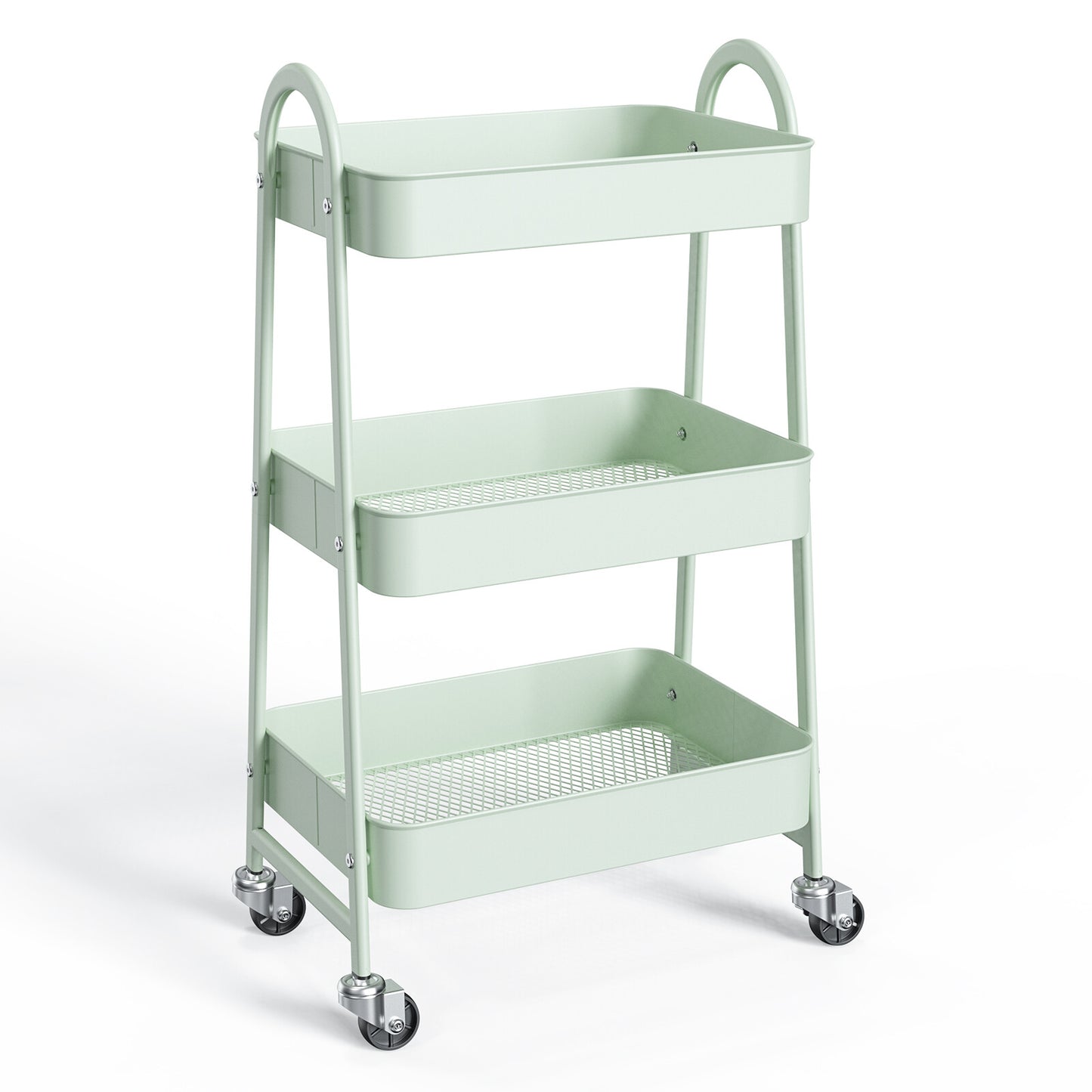 3-Tier Small Rolling Metal Storage Organizer Mobile Utility Cart Kitchen Cart
