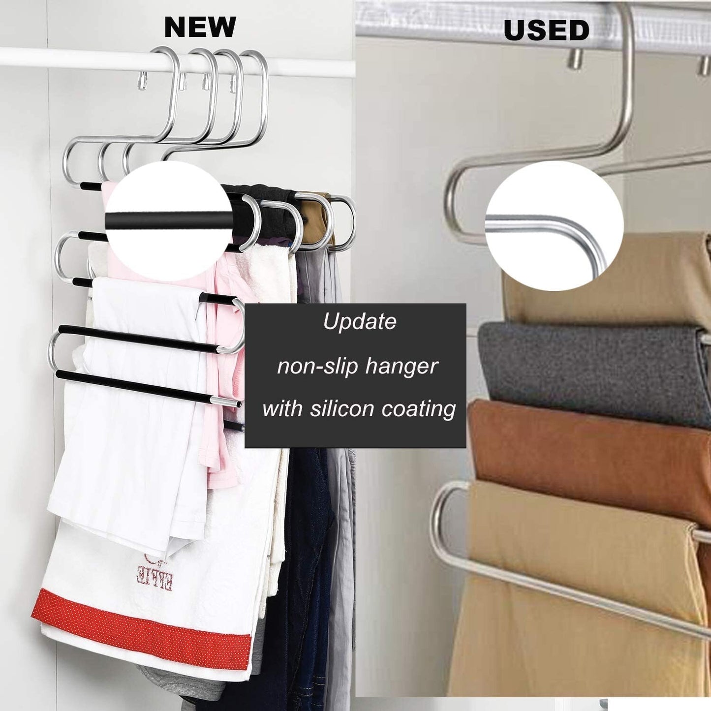 Trousers Hanger 5 Layers S Shape Pants Scarf Hanger Holder Closet Space Saver