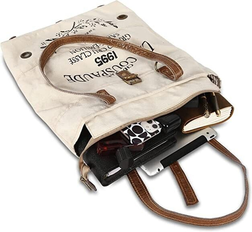 vintage boho bags, Vintage Canvas Leather Shoulder Bag - Stylish Weekender Tote, Lightweight Travel Purse with Pockets, Retro Crossbody Handbag